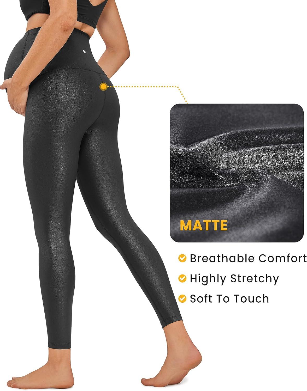 imageCRZ YOGA Butterluxe Maternity Leggings 25quot Over The Belly Buttery Soft Workout Activewear Yoga Womens Pregnancy PantsFaux Leather Black