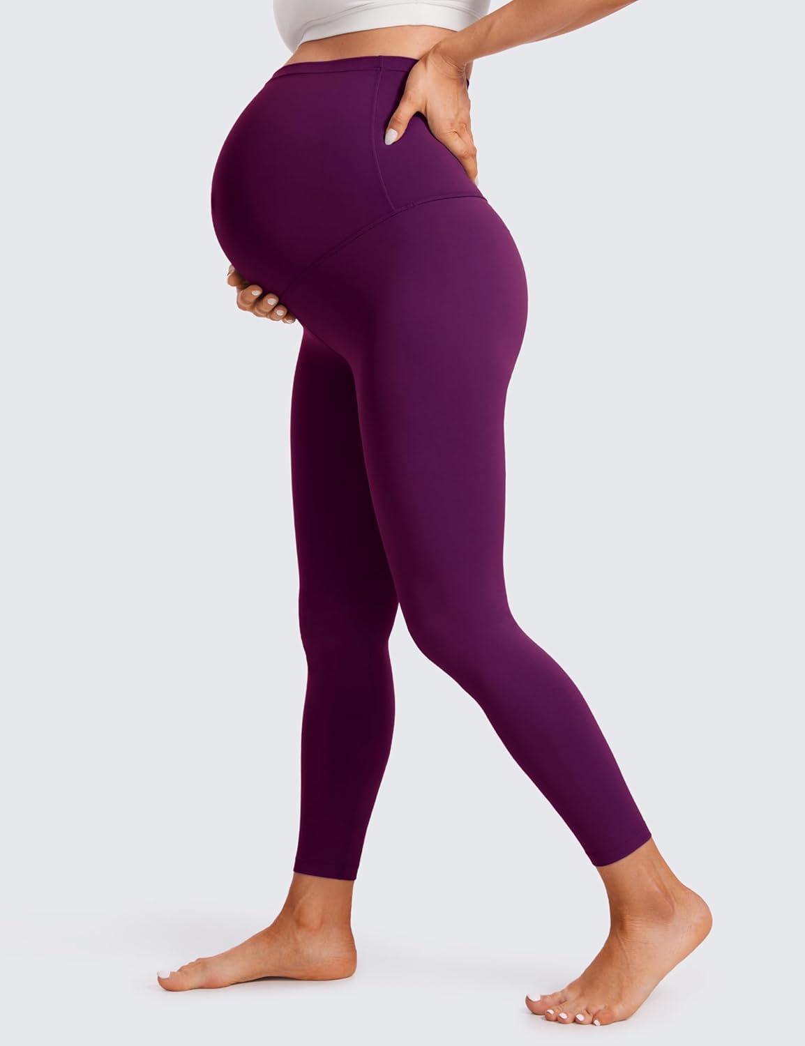 imageCRZ YOGA Butterluxe Maternity Leggings 25quot Over The Belly Buttery Soft Workout Activewear Yoga Womens Pregnancy PantsPlum Magenta