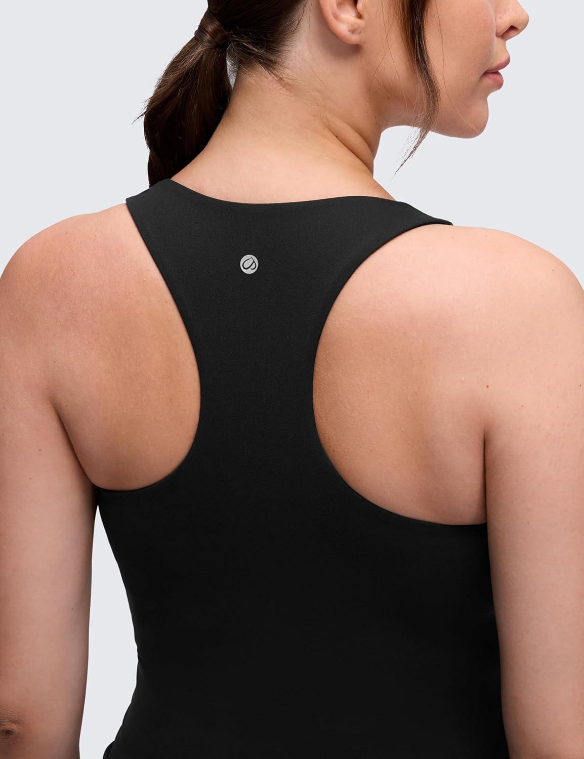 imageCRZ YOGA Butterluxe Maternity Racerback Tank Tops Ruched Sleeveless Womens Pregnancy Yoga Workout Shirt with Built in BraBlack