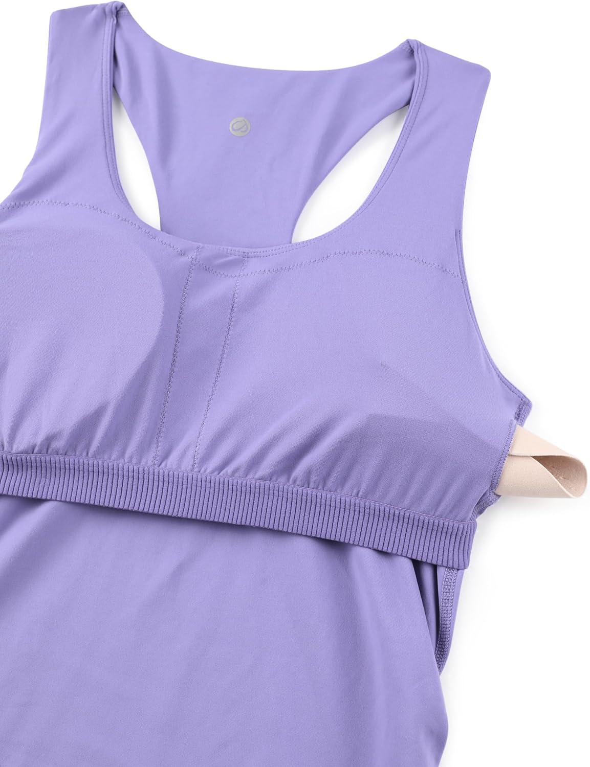 imageCRZ YOGA Butterluxe Maternity Racerback Tank Tops Ruched Sleeveless Womens Pregnancy Yoga Workout Shirt with Built in BraDark Lavender Purple