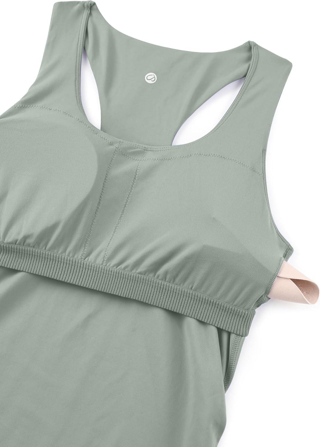 imageCRZ YOGA Butterluxe Maternity Racerback Tank Tops Ruched Sleeveless Womens Pregnancy Yoga Workout Shirt with Built in BraGreen Palm Court