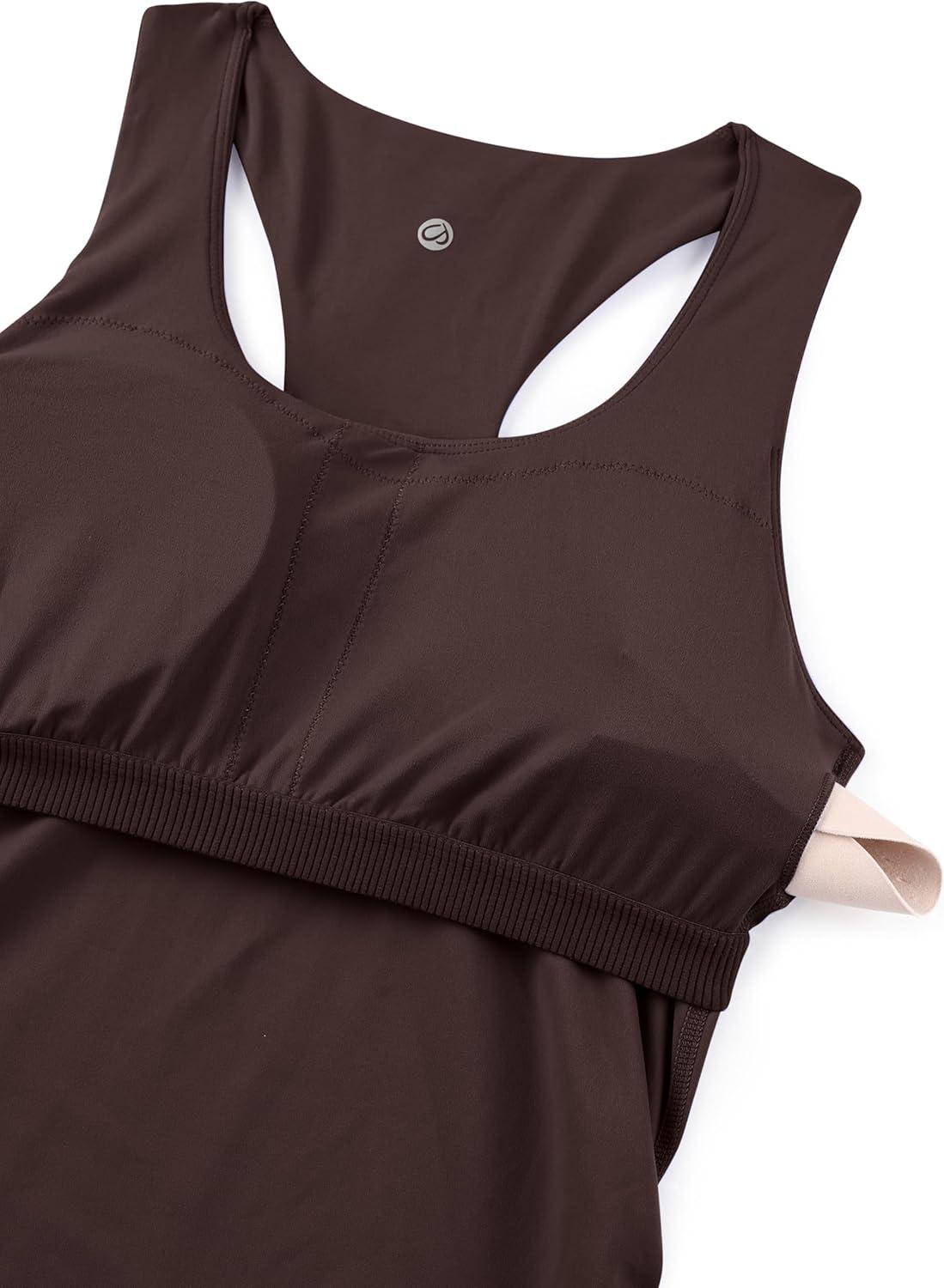 imageCRZ YOGA Butterluxe Maternity Racerback Tank Tops Ruched Sleeveless Womens Pregnancy Yoga Workout Shirt with Built in BraHot Fudge Brown