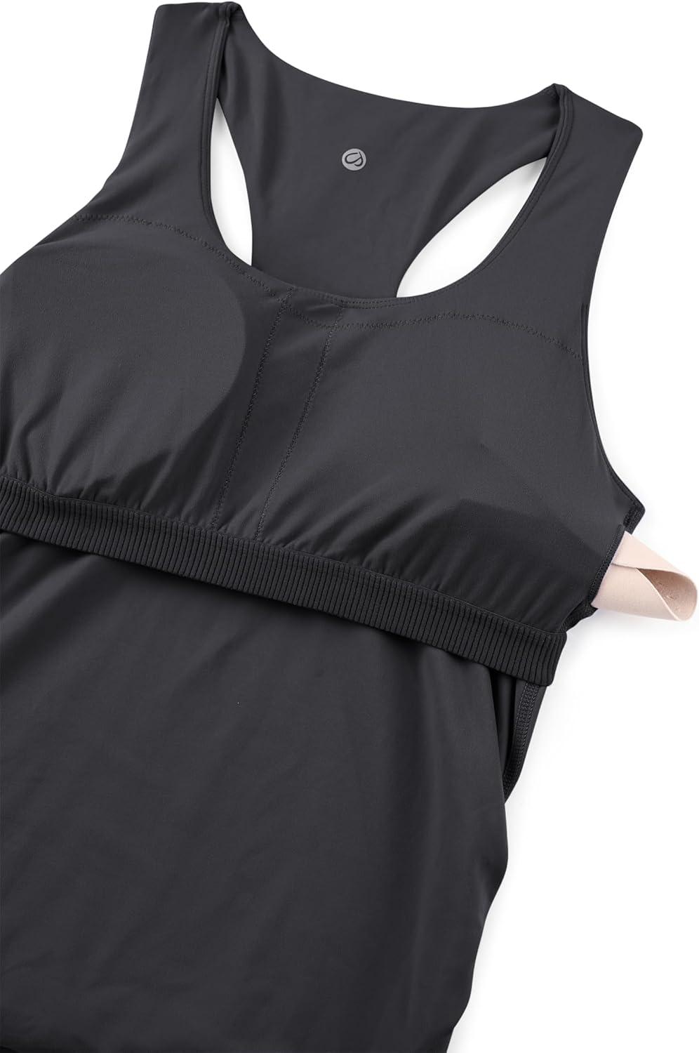 imageCRZ YOGA Butterluxe Maternity Racerback Tank Tops Ruched Sleeveless Womens Pregnancy Yoga Workout Shirt with Built in BraMysterious Grey