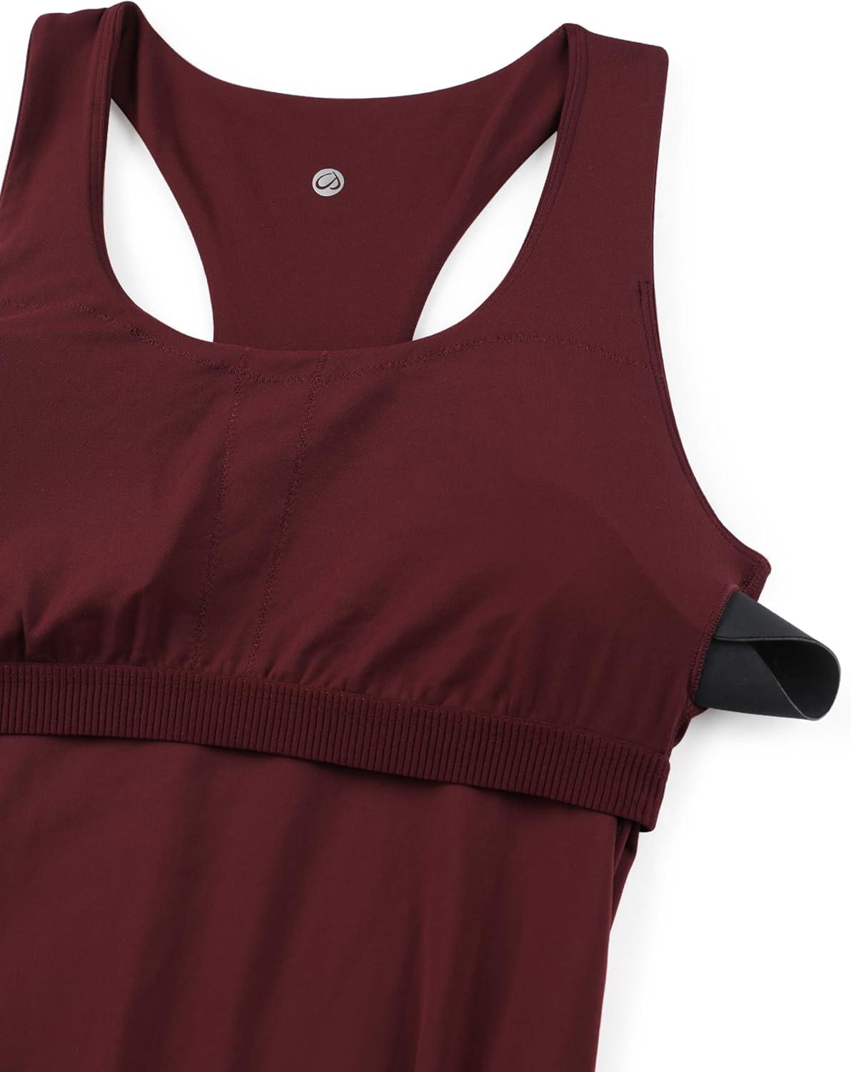 imageCRZ YOGA Butterluxe Maternity Racerback Tank Tops Ruched Sleeveless Womens Pregnancy Yoga Workout Shirt with Built in BraRed Merlot