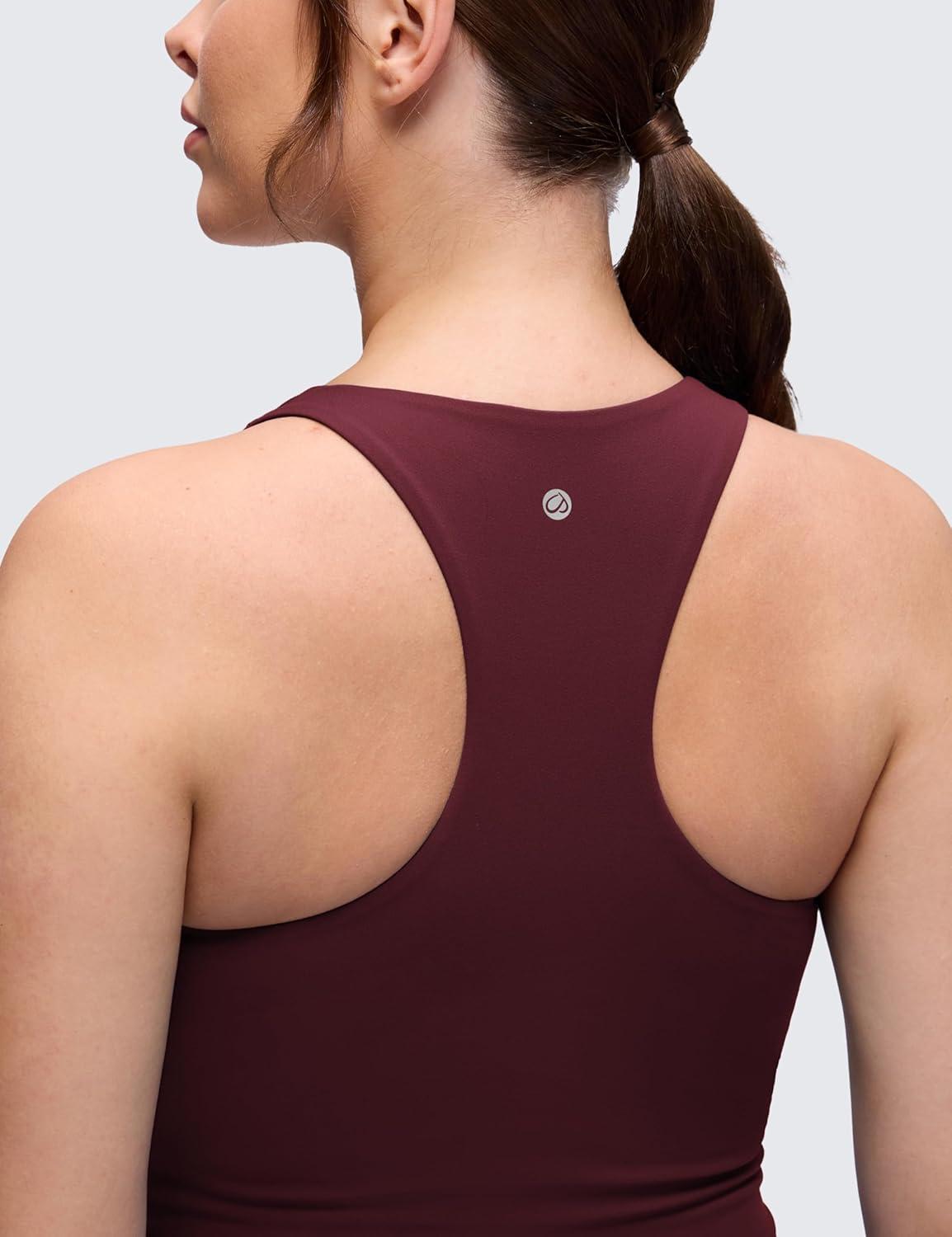 imageCRZ YOGA Butterluxe Maternity Racerback Tank Tops Ruched Sleeveless Womens Pregnancy Yoga Workout Shirt with Built in BraRed Merlot