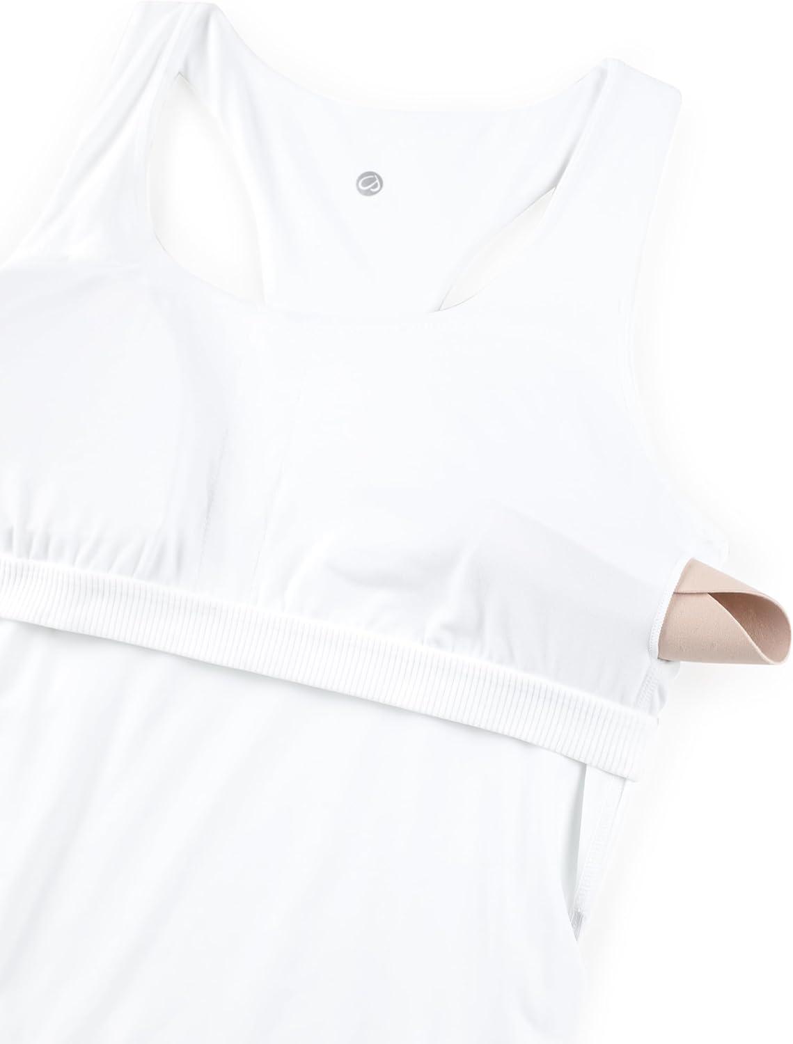 imageCRZ YOGA Butterluxe Maternity Racerback Tank Tops Ruched Sleeveless Womens Pregnancy Yoga Workout Shirt with Built in BraWhite