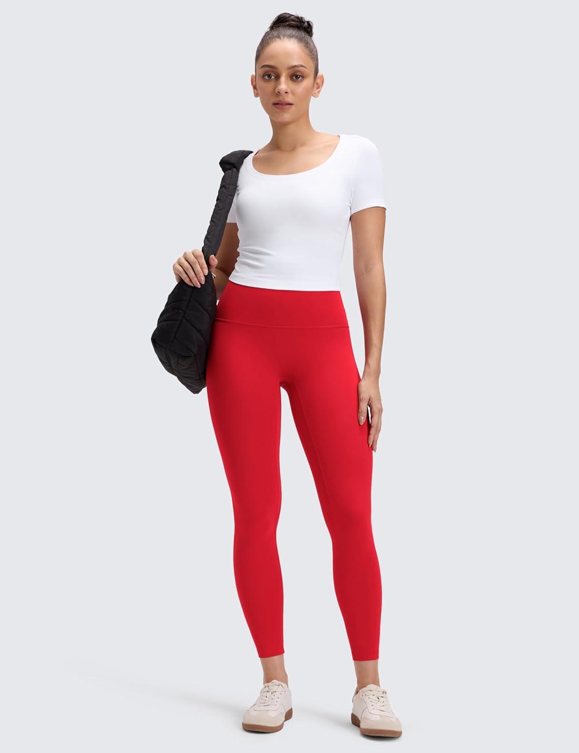 imageCRZ YOGA Butterluxe No Front Seam Yoga Leggings 25quot High Waisted Womens Lounge Pants Pilates Workout Athletic Buttery SoftAurora Red