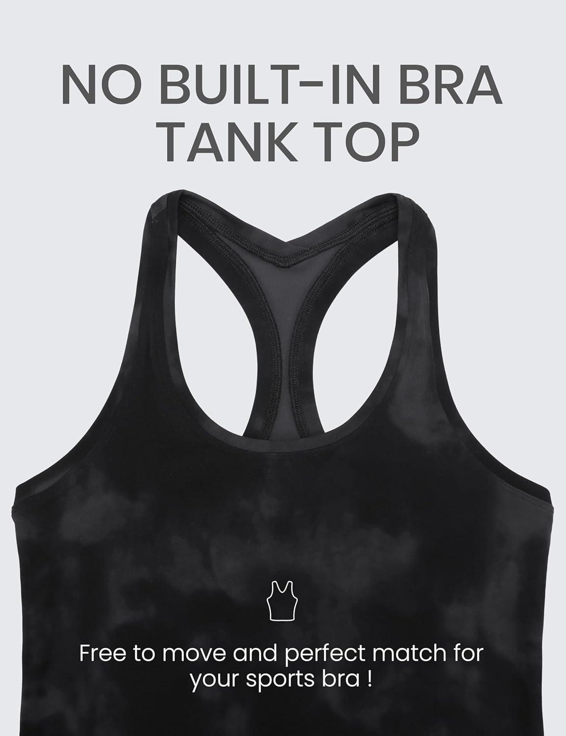 imageCRZ YOGA Butterluxe Racerback Tank Tops for Women Yoga Workout Casual Gym Athletic Camisole Tight Sleeveless ShirtsBlack Tie Dye Flowers