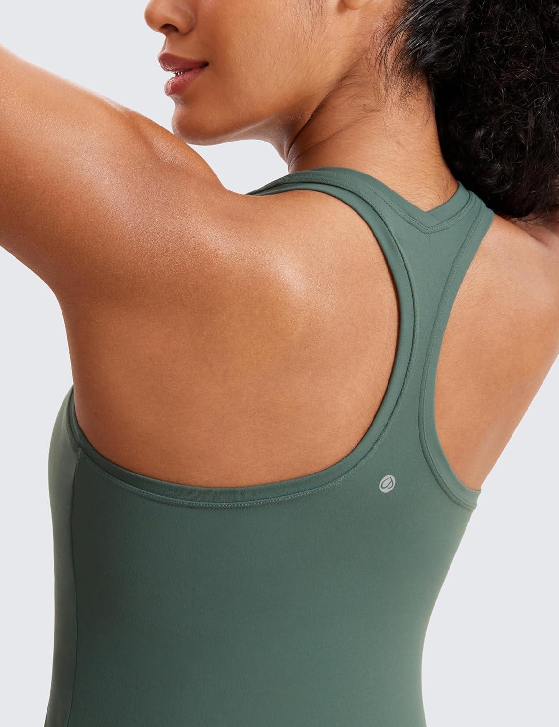 imageCRZ YOGA Butterluxe Racerback Tank Tops for Women Yoga Workout Casual Gym Athletic Camisole Tight Sleeveless ShirtsDark Forest Green
