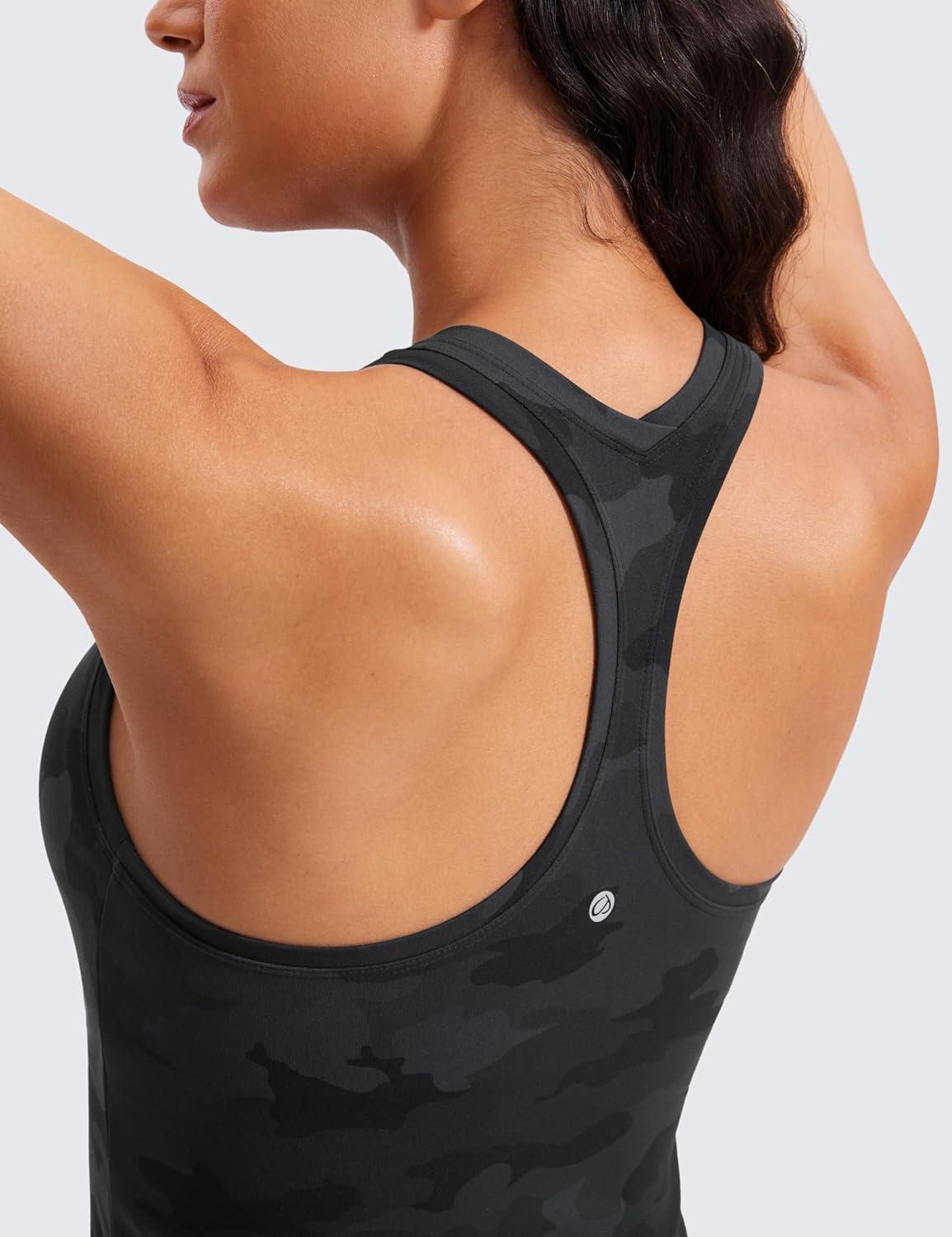imageCRZ YOGA Butterluxe Racerback Tank Tops for Women Yoga Workout Casual Gym Athletic Camisole Tight Sleeveless ShirtsDark Grey Camouflage 2