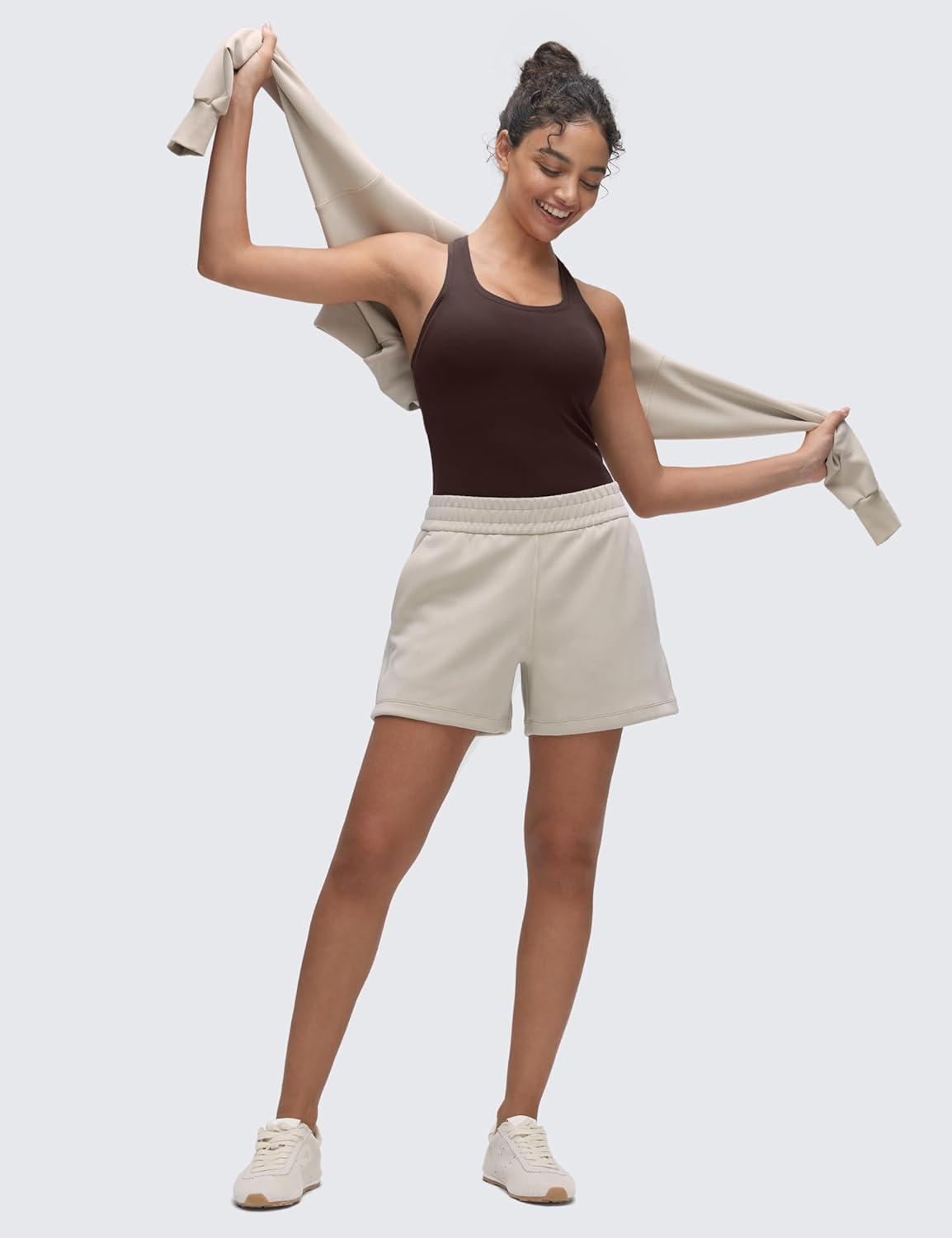 imageCRZ YOGA Butterluxe Racerback Tank Tops for Women Yoga Workout Casual Gym Athletic Camisole Tight Sleeveless ShirtsHot Fudge Brown