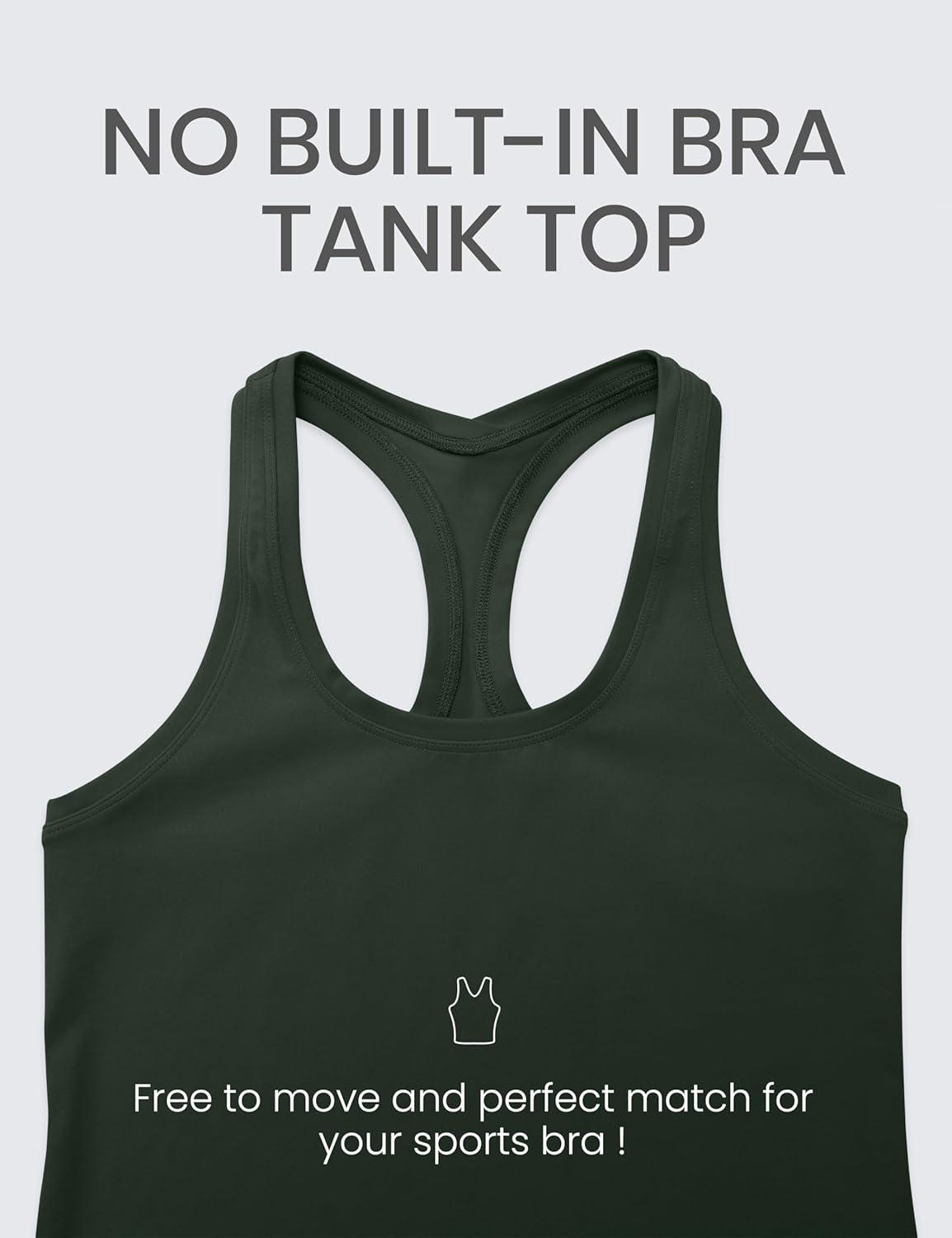 imageCRZ YOGA Butterluxe Racerback Tank Tops for Women Yoga Workout Casual Gym Athletic Camisole Tight Sleeveless ShirtsLegend Green