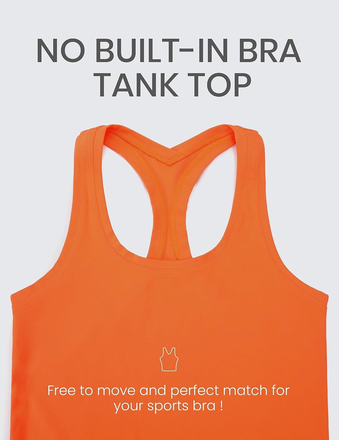 imageCRZ YOGA Butterluxe Racerback Tank Tops for Women Yoga Workout Casual Gym Athletic Camisole Tight Sleeveless ShirtsNeon Orange