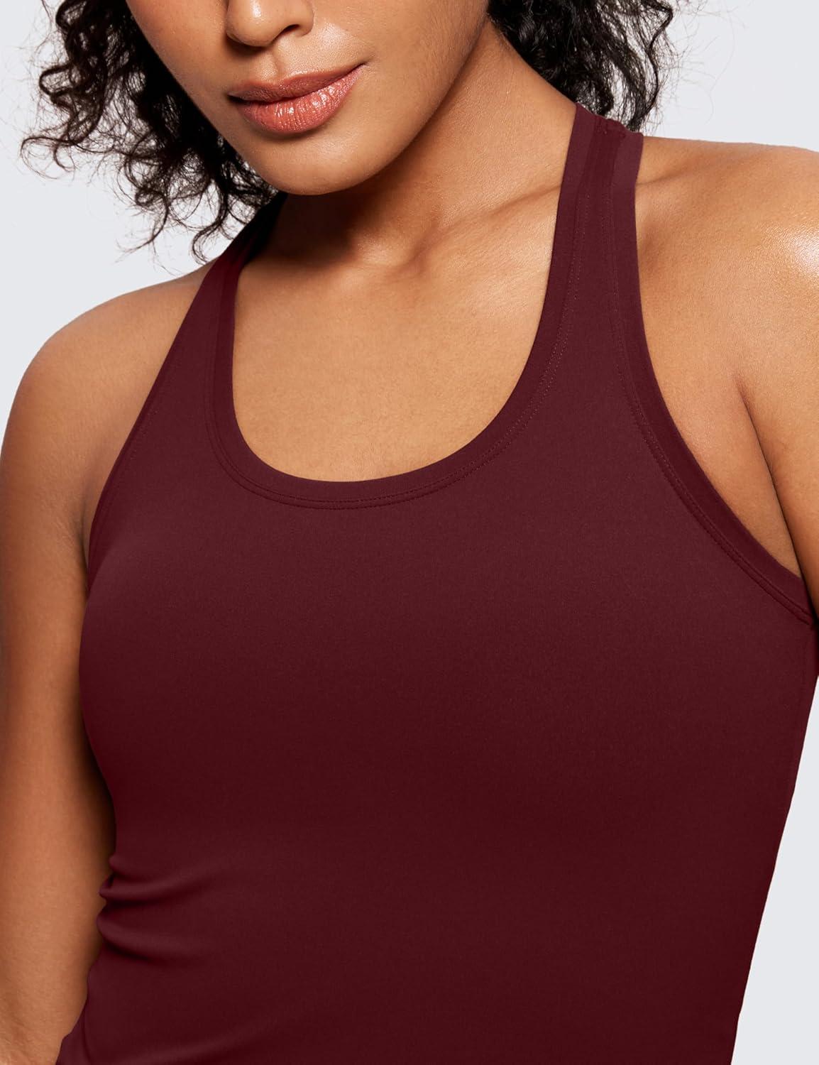 imageCRZ YOGA Butterluxe Racerback Tank Tops for Women Yoga Workout Casual Gym Athletic Camisole Tight Sleeveless ShirtsRed Merlot