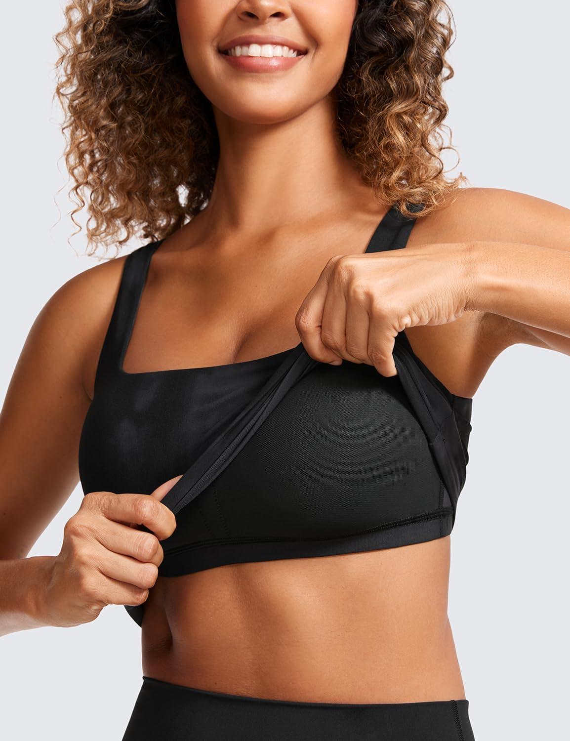 imageCRZ YOGA Butterluxe Square Neck Crop Tank Tops for Women Workout Longline Sports Bras Padded Yoga CamisoleBlack Tie Dye Flowers