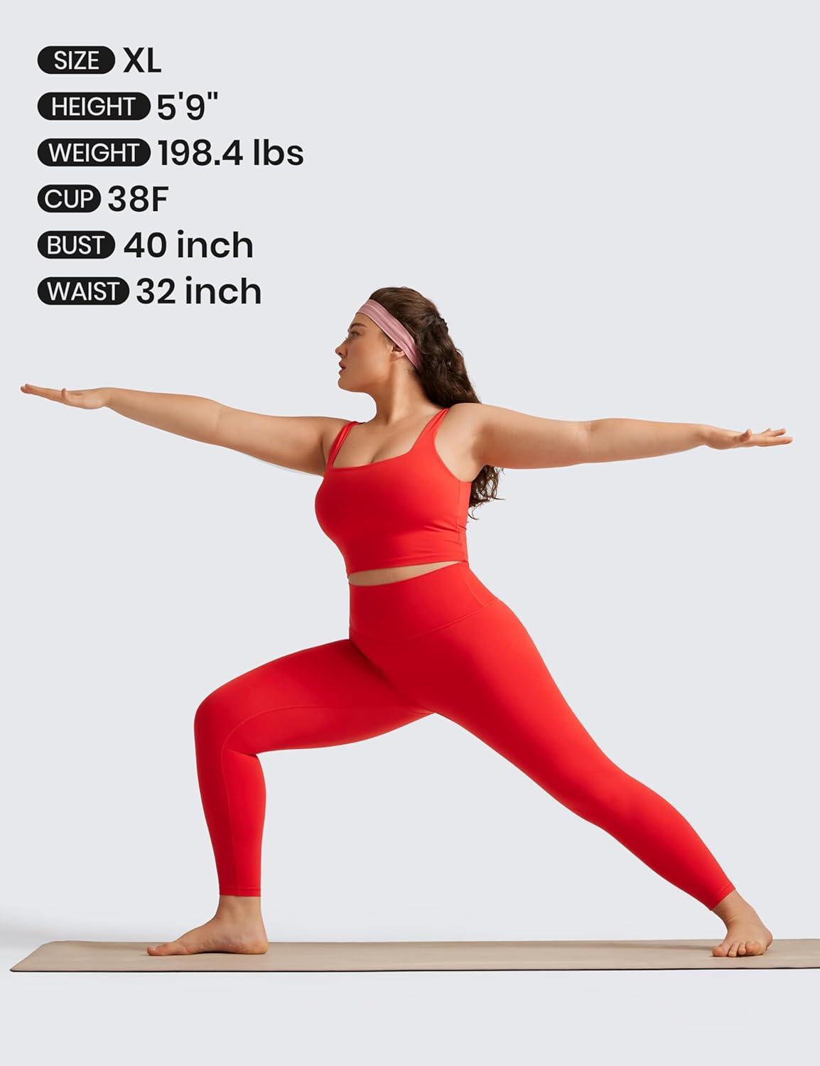 imageCRZ YOGA Butterluxe Square Neck Crop Tank Tops for Women Workout Longline Sports Bras Padded Yoga CamisoleDeep Red