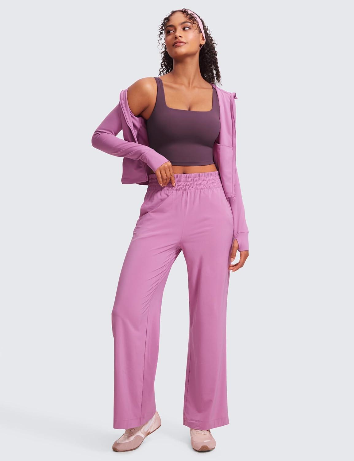 imageCRZ YOGA Butterluxe Square Neck Crop Tank Tops for Women Workout Longline Sports Bras Padded Yoga CamisoleGrape Thistle Purple