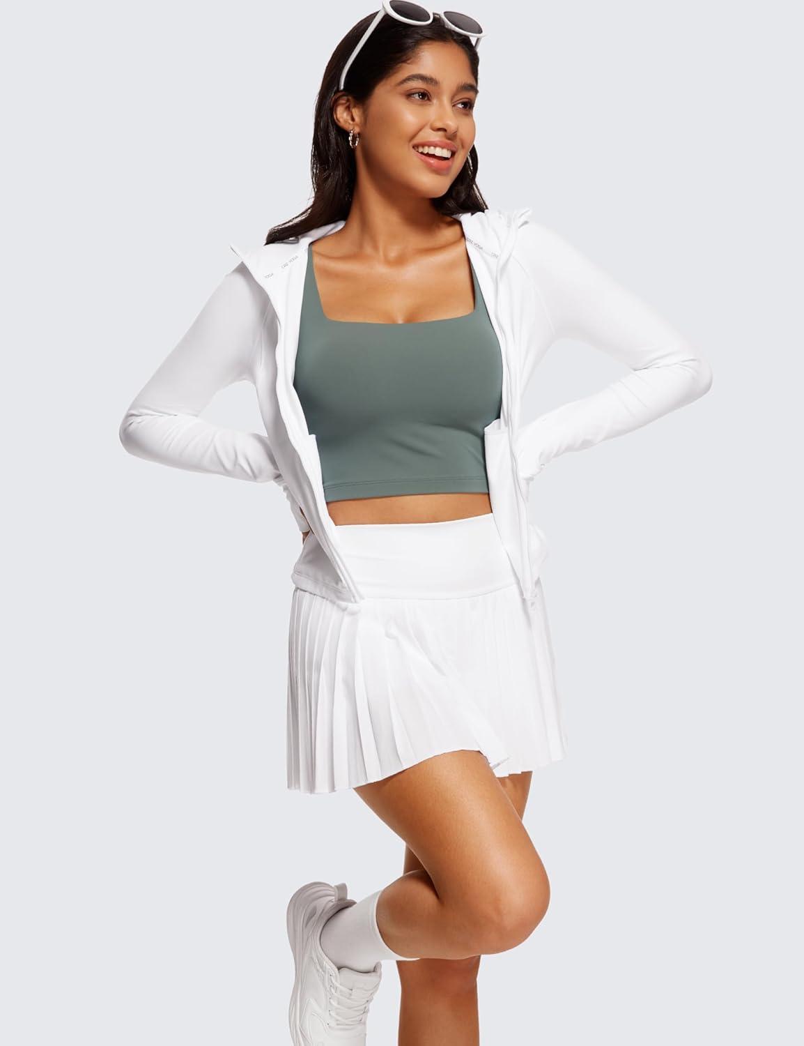 imageCRZ YOGA Butterluxe Square Neck Crop Tank Tops for Women Workout Longline Sports Bras Padded Yoga CamisoleGrey Sage