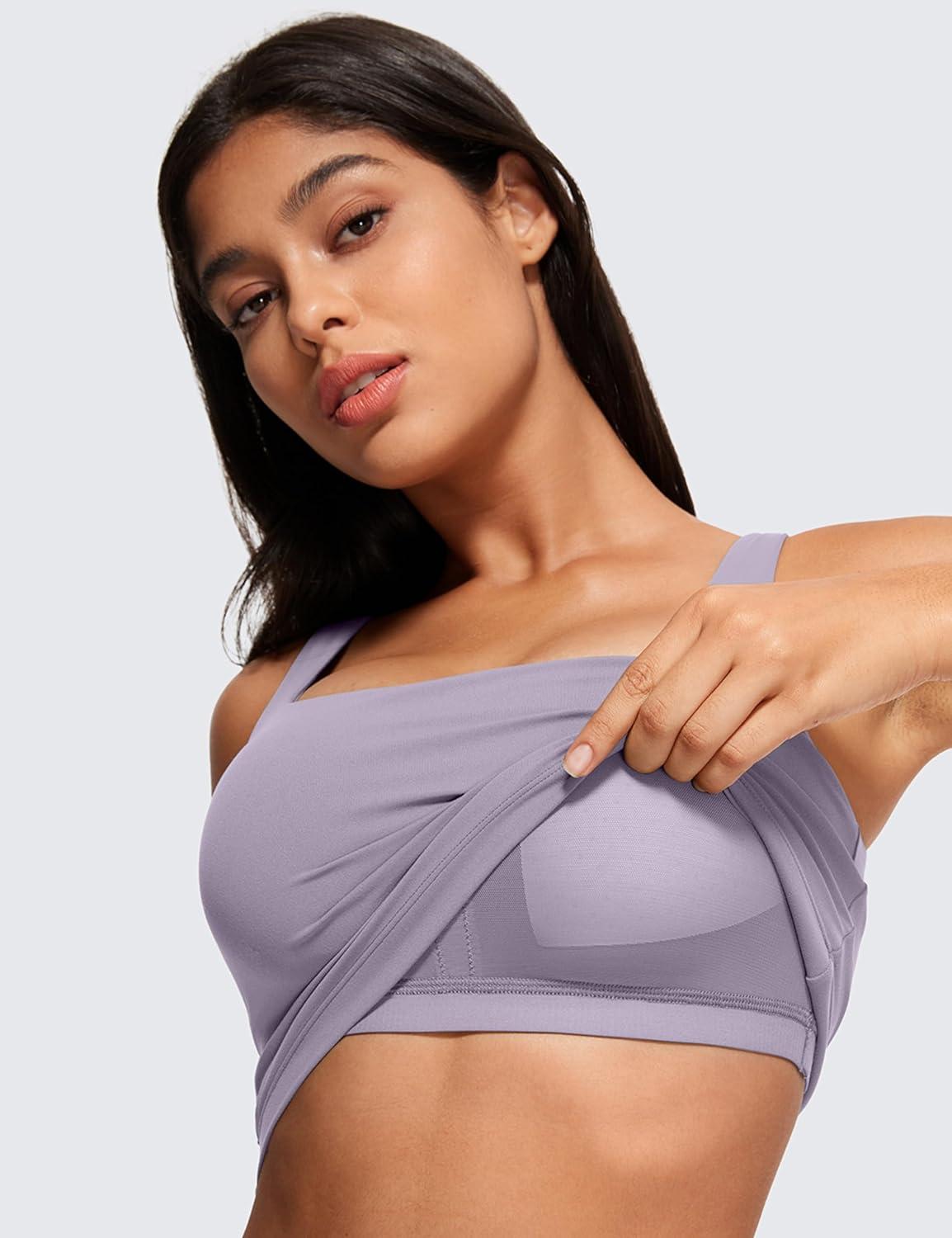 imageCRZ YOGA Butterluxe Square Neck Crop Tank Tops for Women Workout Longline Sports Bras Padded Yoga CamisoleLavender Mist