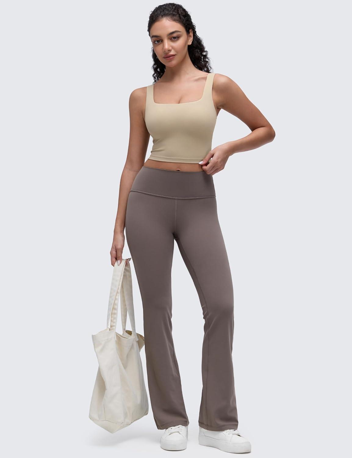 imageCRZ YOGA Butterluxe Square Neck Crop Tank Tops for Women Workout Longline Sports Bras Padded Yoga CamisoleOak