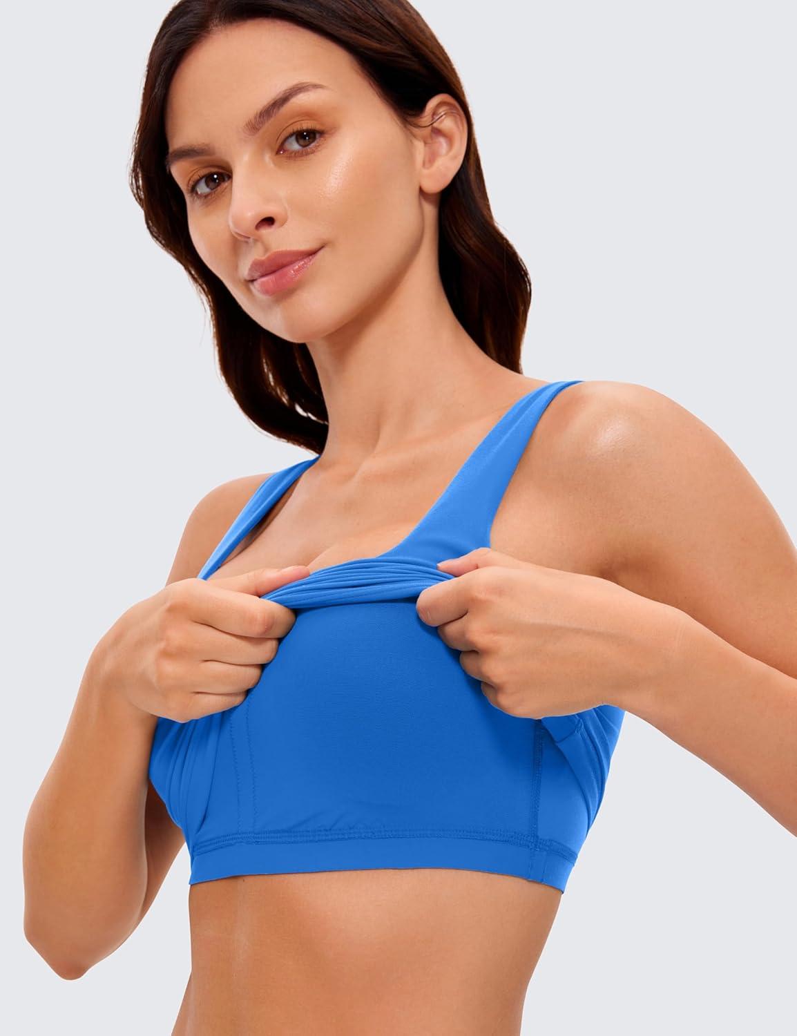 imageCRZ YOGA Butterluxe Square Neck Crop Tank Tops for Women Workout Longline Sports Bras Padded Yoga CamisoleSparkle Blue
