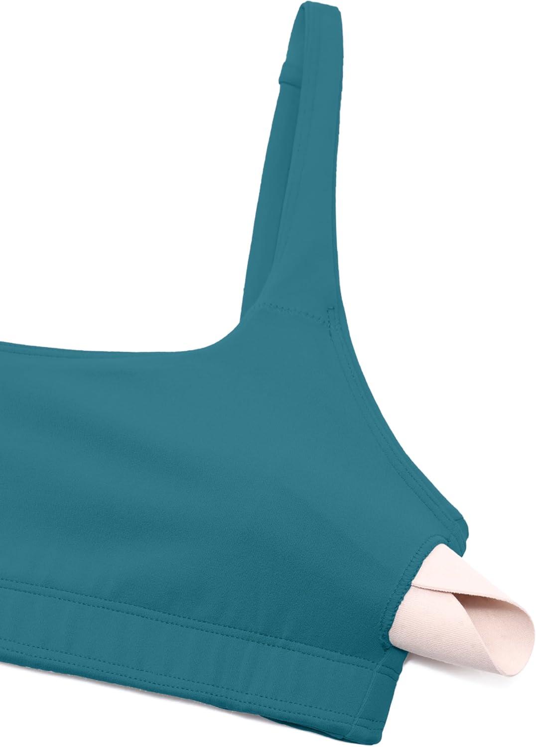imageCRZ YOGA Butterluxe Square Neck Sports Bras for Women Spaghetti Strap Yoga Wireless Low Coverage Padded Cami Crop TopBorealis Green