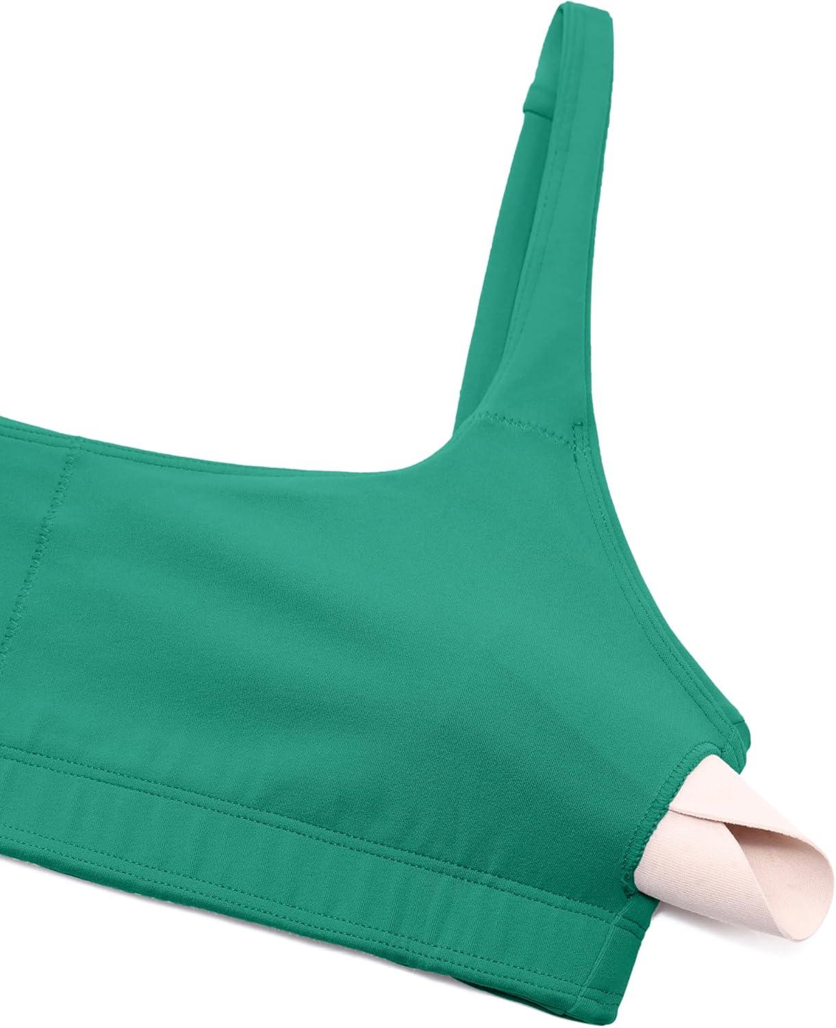 imageCRZ YOGA Butterluxe Square Neck Sports Bras for Women Spaghetti Strap Yoga Wireless Low Coverage Padded Cami Crop TopCascadia Green