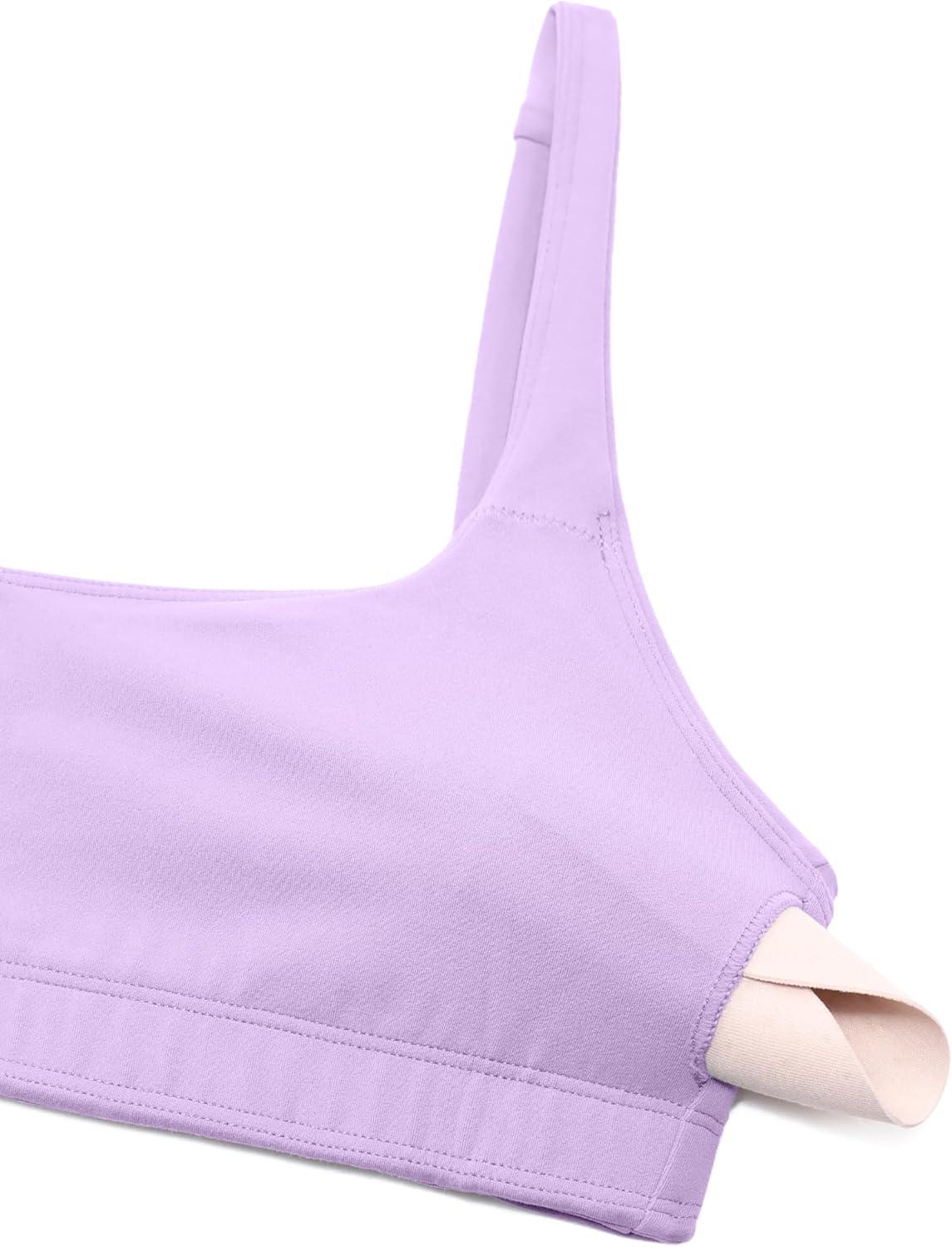imageCRZ YOGA Butterluxe Square Neck Sports Bras for Women Spaghetti Strap Yoga Wireless Low Coverage Padded Cami Crop TopElfin Purple