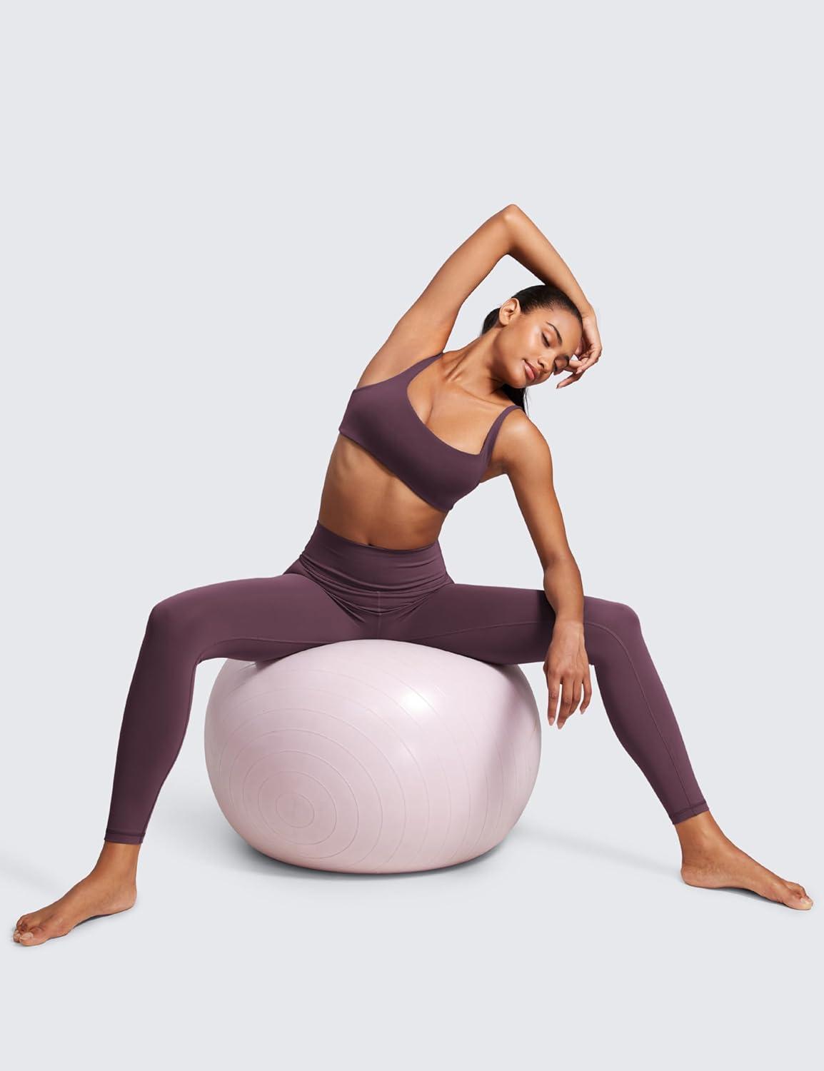 imageCRZ YOGA Butterluxe Square Neck Sports Bras for Women Spaghetti Strap Yoga Wireless Low Coverage Padded Cami Crop TopGrape Thistle Purple