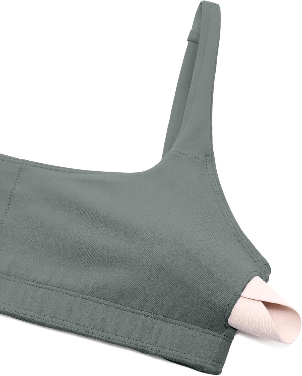 imageCRZ YOGA Butterluxe Square Neck Sports Bras for Women Spaghetti Strap Yoga Wireless Low Coverage Padded Cami Crop TopGrey Sage