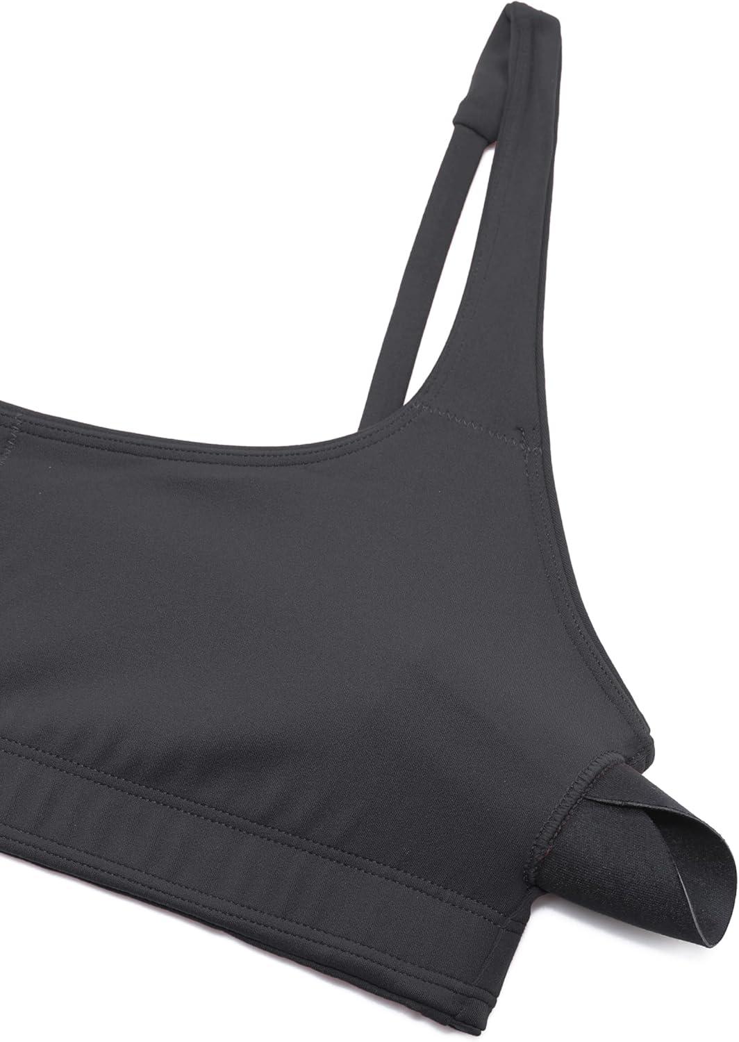 imageCRZ YOGA Butterluxe Square Neck Sports Bras for Women Spaghetti Strap Yoga Wireless Low Coverage Padded Cami Crop TopMysterious Grey