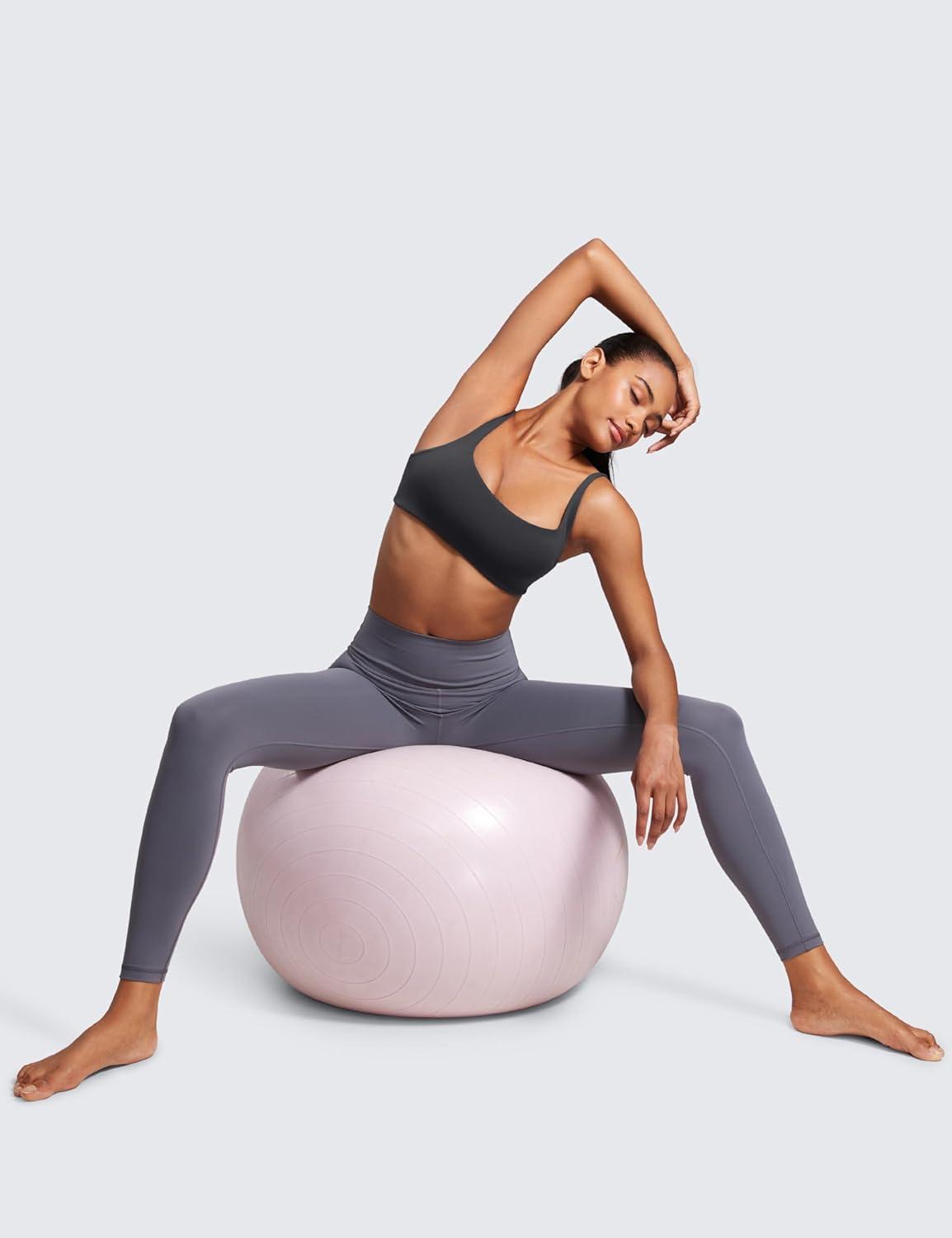 imageCRZ YOGA Butterluxe Square Neck Sports Bras for Women Spaghetti Strap Yoga Wireless Low Coverage Padded Cami Crop TopMysterious Grey