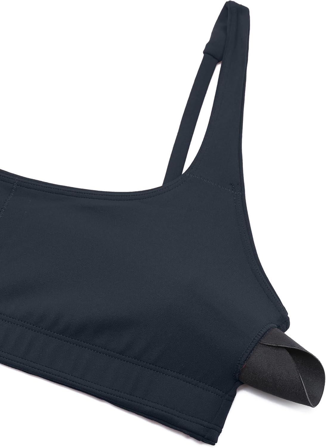 imageCRZ YOGA Butterluxe Square Neck Sports Bras for Women Spaghetti Strap Yoga Wireless Low Coverage Padded Cami Crop TopTrue Navy