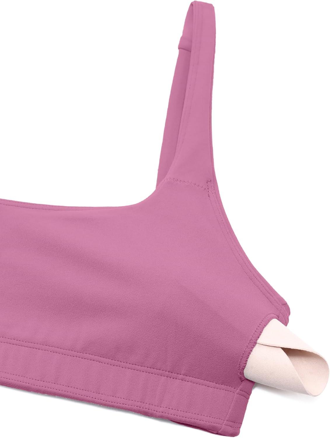 imageCRZ YOGA Butterluxe Square Neck Sports Bras for Women Spaghetti Strap Yoga Wireless Low Coverage Padded Cami Crop TopVelvet Dust