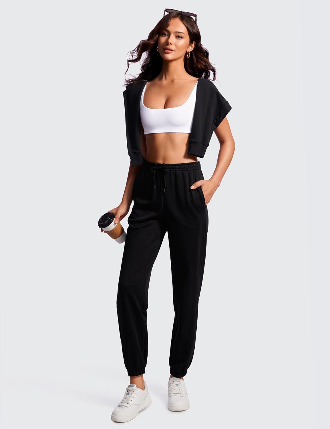 imageCRZ YOGA Butterluxe Square Neck Sports Bras for Women Spaghetti Strap Yoga Wireless Low Coverage Padded Cami Crop TopWhite