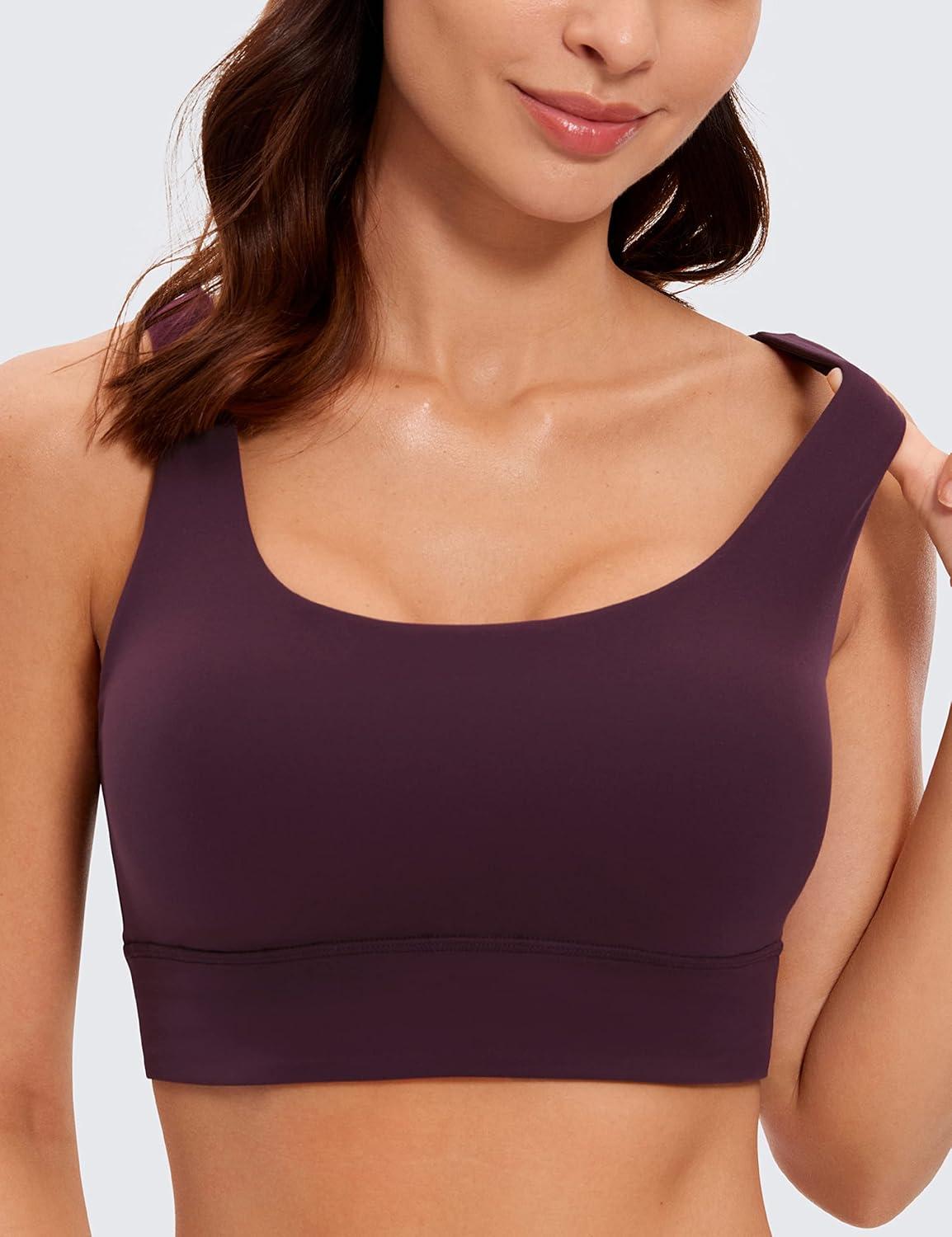 imageCRZ YOGA Butterluxe U Back Longline Sports Bras for Women Scoop Neck Padded Yoga Workout Crop Top with Built in PadsDeep Purple