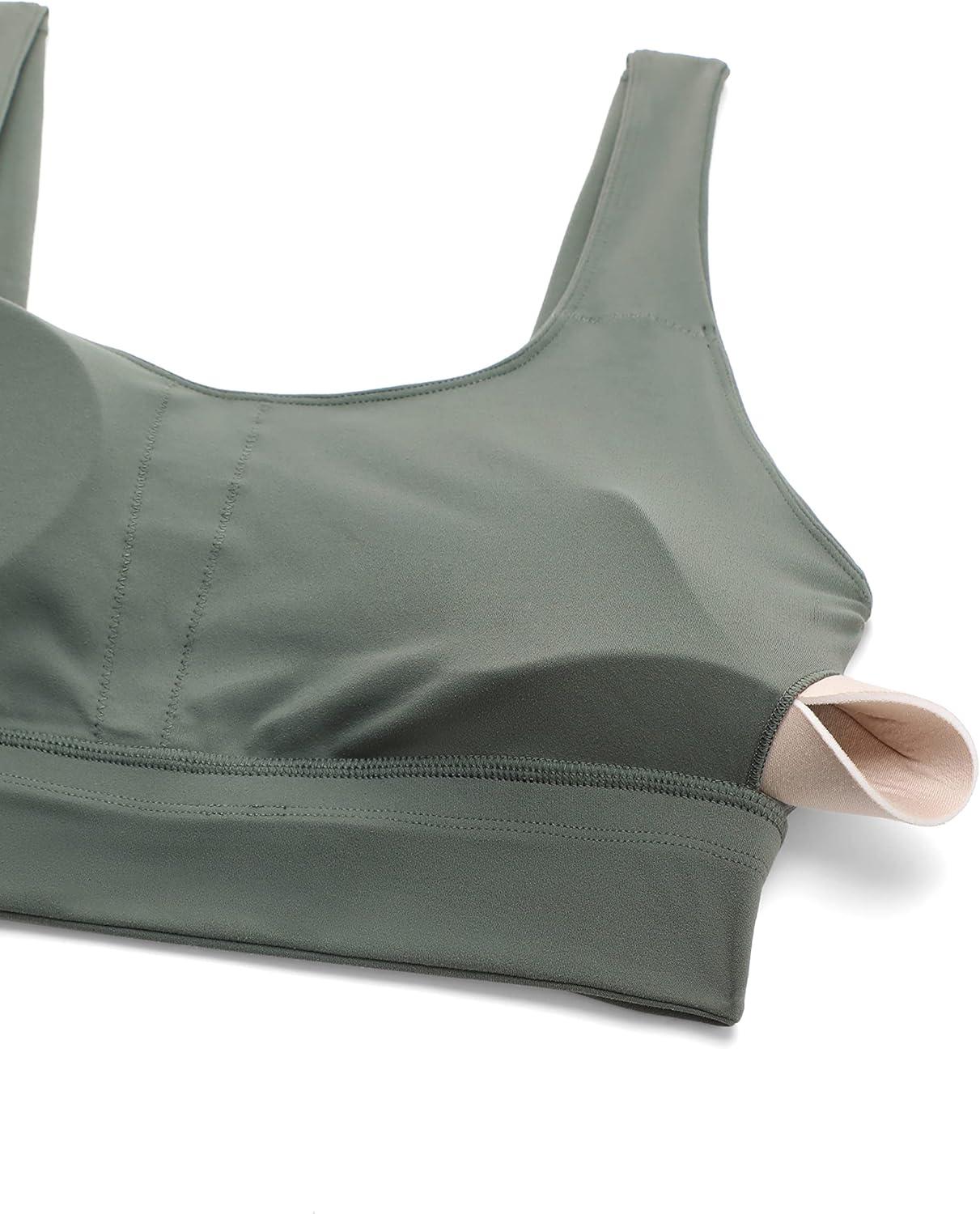 imageCRZ YOGA Butterluxe U Back Longline Sports Bras for Women Scoop Neck Padded Yoga Workout Crop Top with Built in PadsGrey Sage