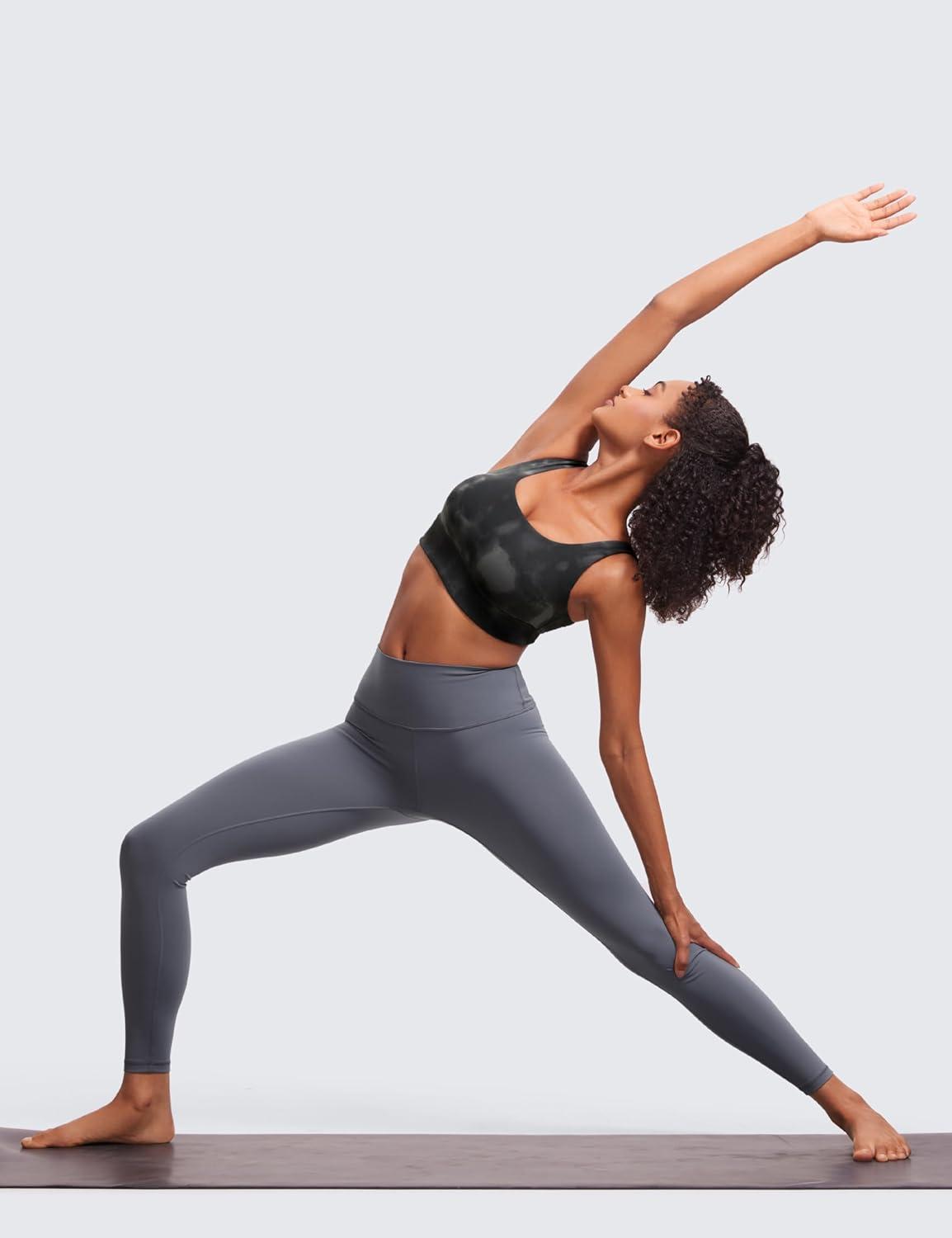 imageCRZ YOGA Butterluxe U Back Longline Sports Bras for Women Scoop Neck Padded Yoga Workout Crop Top with Built in PadsGrey Tie Dye Flowers