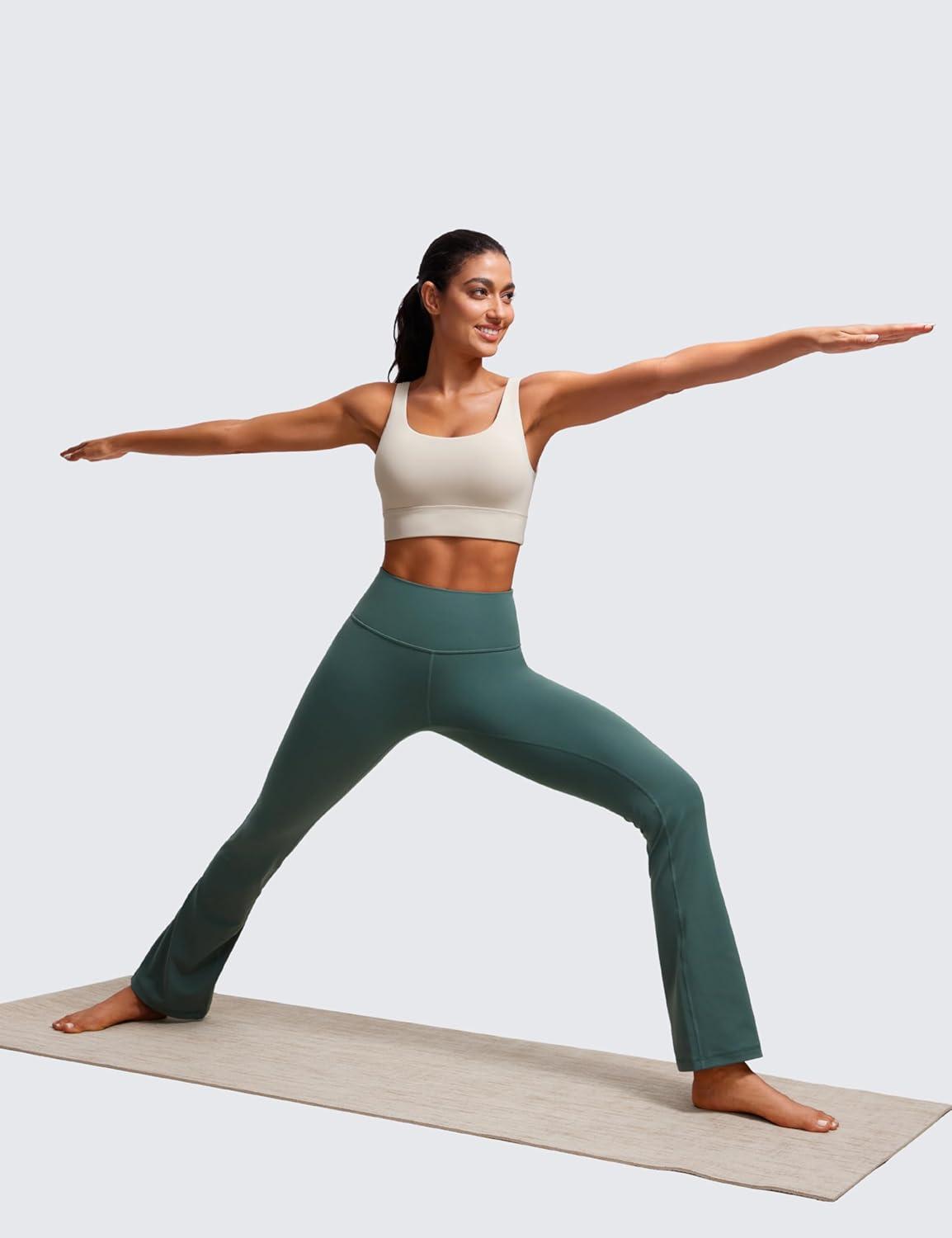 imageCRZ YOGA Butterluxe U Back Longline Sports Bras for Women Scoop Neck Padded Yoga Workout Crop Top with Built in PadsMojave Tan