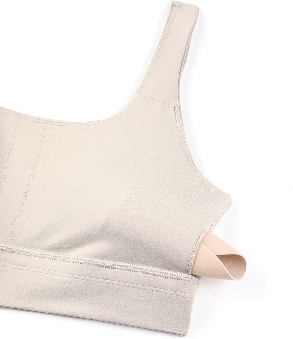 imageCRZ YOGA Butterluxe U Back Longline Sports Bras for Women Scoop Neck Padded Yoga Workout Crop Top with Built in PadsMojave Tan