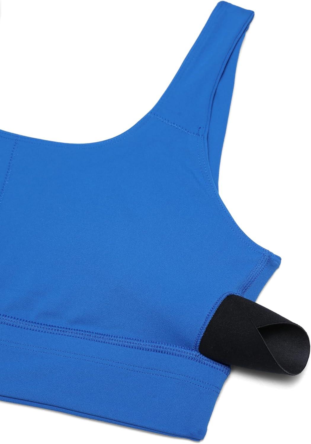 imageCRZ YOGA Butterluxe U Back Longline Sports Bras for Women Scoop Neck Padded Yoga Workout Crop Top with Built in PadsSparkle Blue