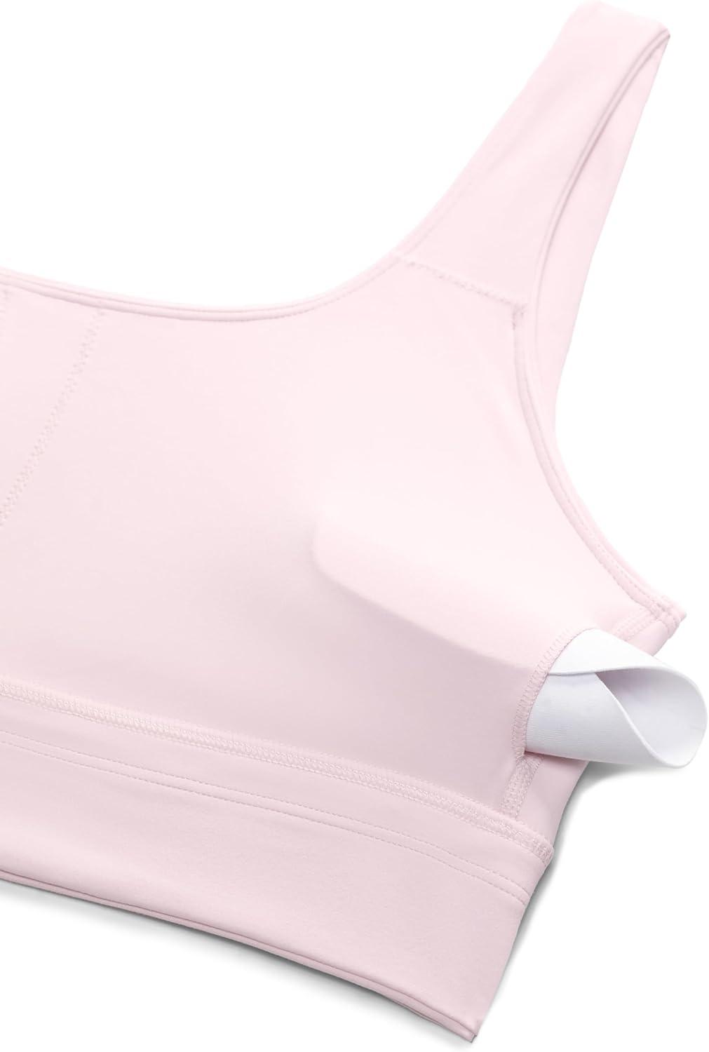 imageCRZ YOGA Butterluxe U Back Longline Sports Bras for Women Scoop Neck Padded Yoga Workout Crop Top with Built in PadsStrawberry Pink