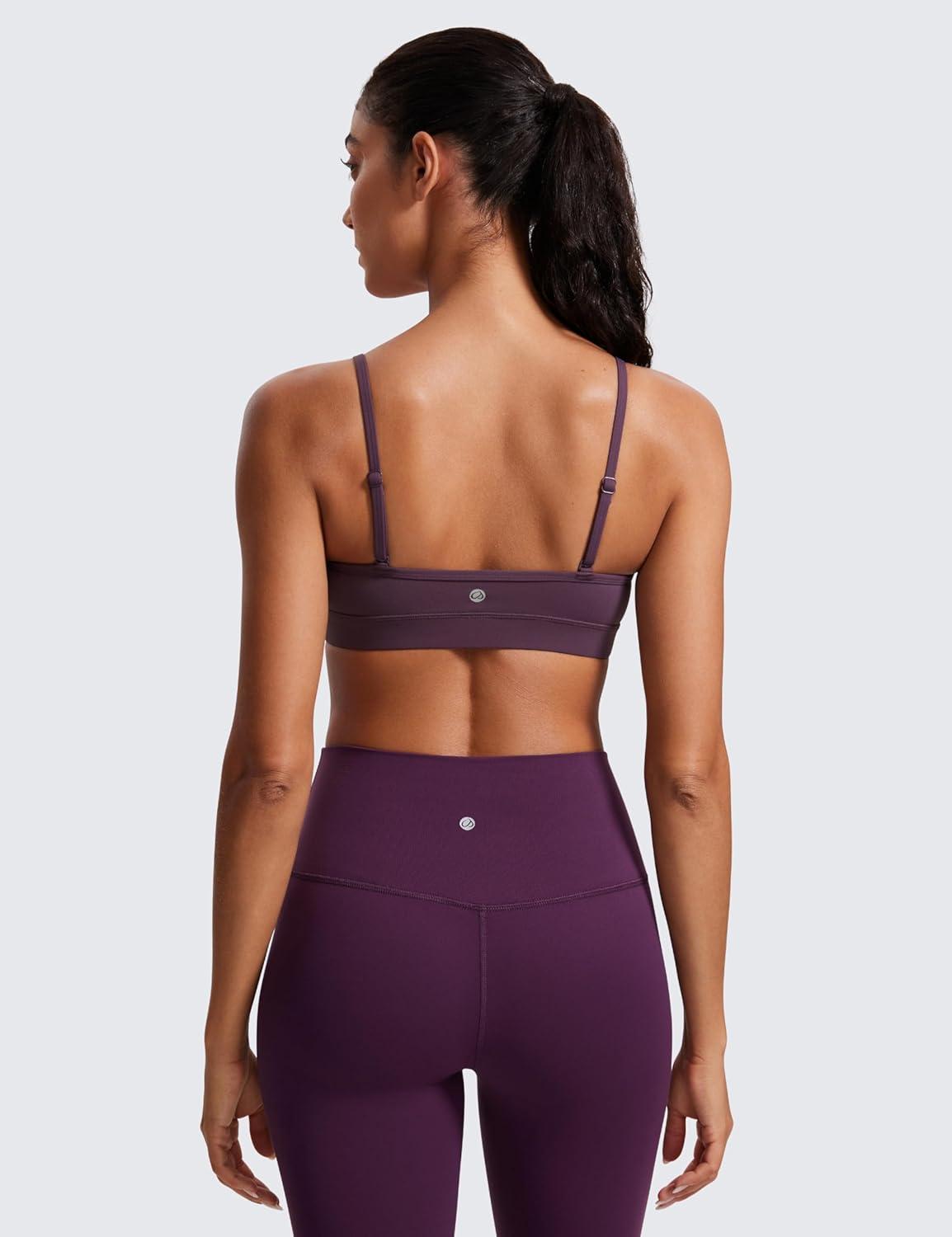 imageCRZ YOGA Butterluxe VNeck Sports Bras for Women Adjustable Thin Straps Padded Yoga Top Basic Wireless CamisoleGrape Thistle Purple