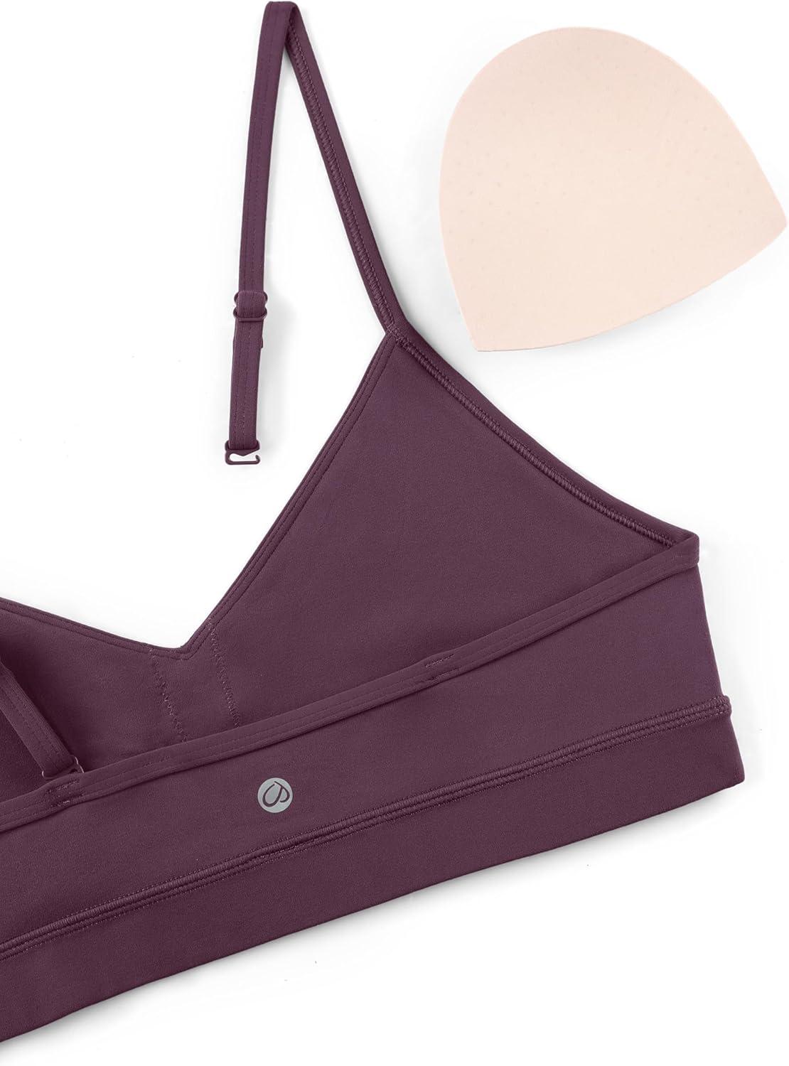 imageCRZ YOGA Butterluxe VNeck Sports Bras for Women Adjustable Thin Straps Padded Yoga Top Basic Wireless CamisoleGrape Thistle Purple