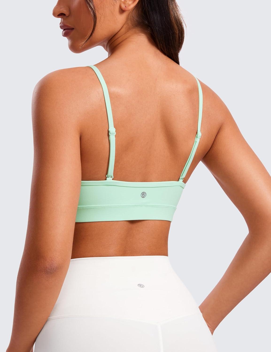 imageCRZ YOGA Butterluxe VNeck Sports Bras for Women Adjustable Thin Straps Padded Yoga Top Basic Wireless CamisoleMint Moment