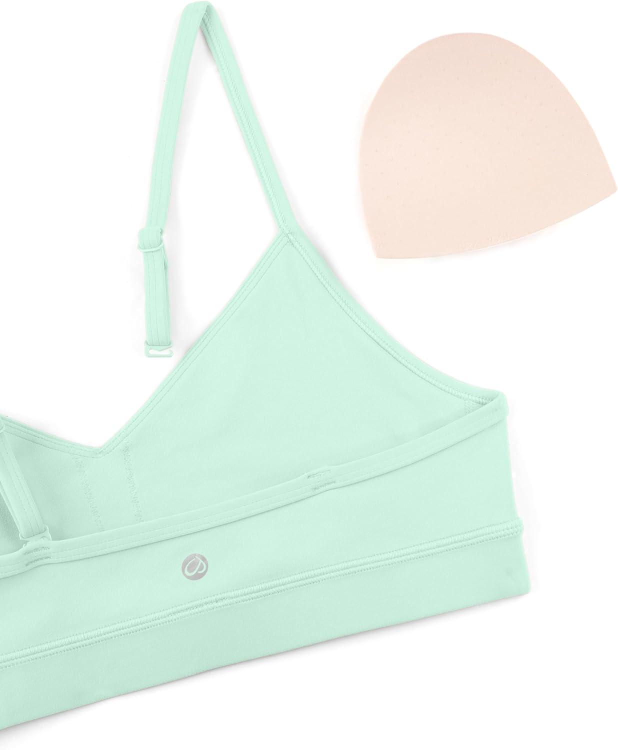 imageCRZ YOGA Butterluxe VNeck Sports Bras for Women Adjustable Thin Straps Padded Yoga Top Basic Wireless CamisoleMint Moment
