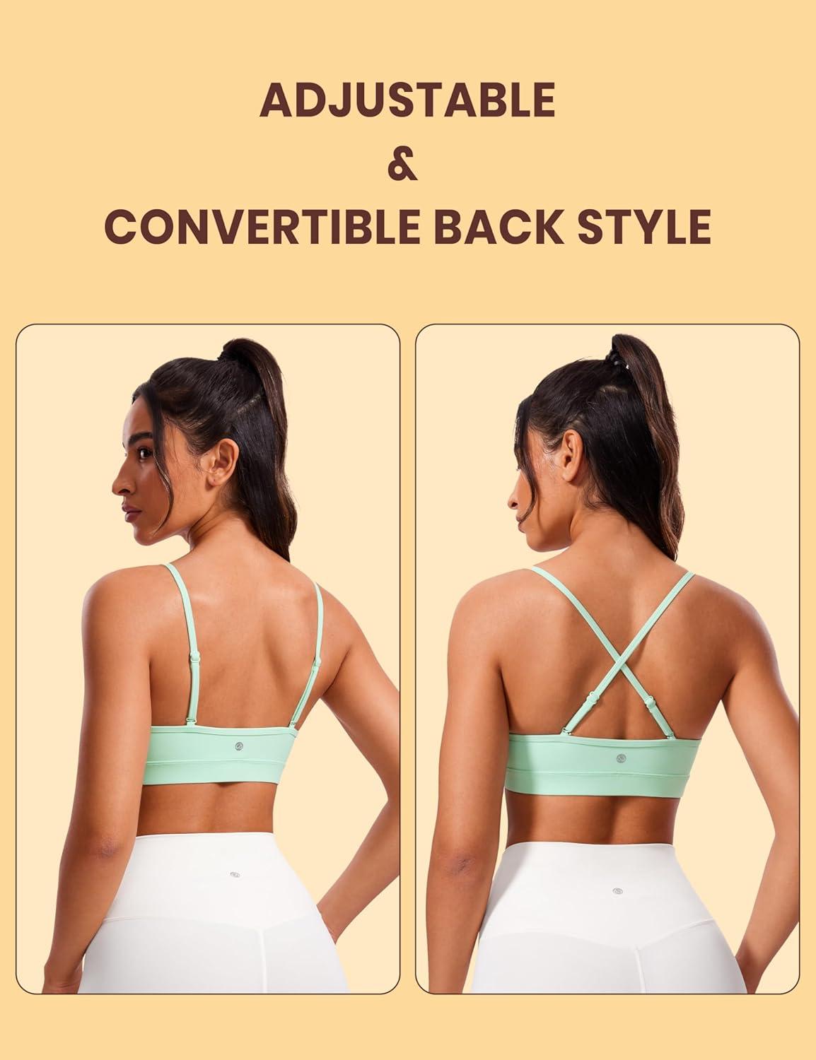 imageCRZ YOGA Butterluxe VNeck Sports Bras for Women Adjustable Thin Straps Padded Yoga Top Basic Wireless CamisoleMint Moment