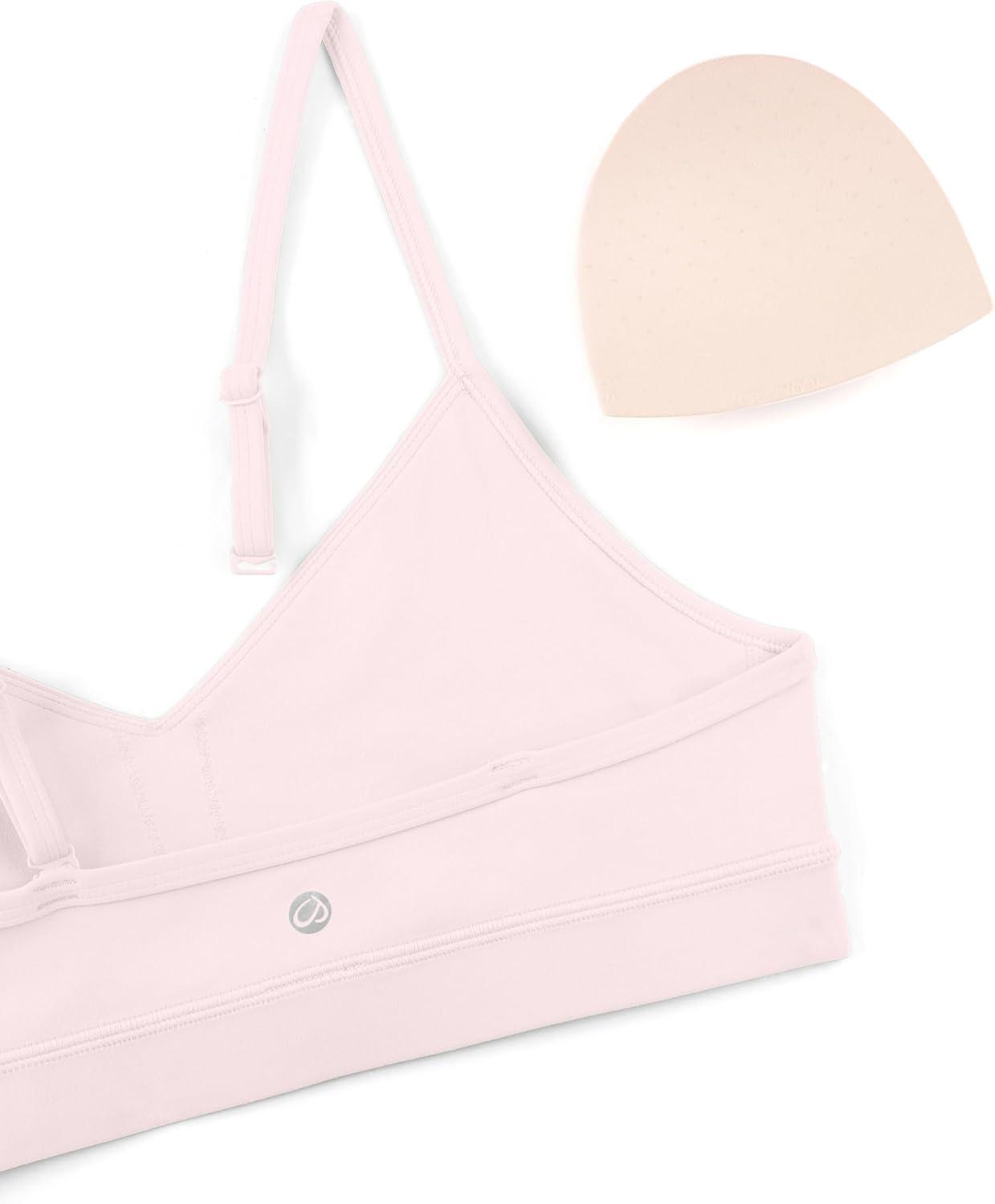 imageCRZ YOGA Butterluxe VNeck Sports Bras for Women Adjustable Thin Straps Padded Yoga Top Basic Wireless CamisoleStrawberry Pink