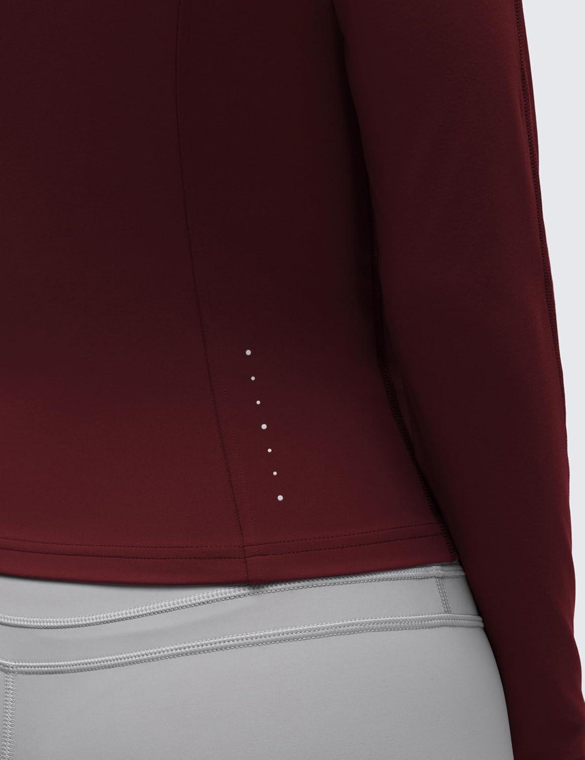 imageCRZ YOGA Butterluxe Waist Length Jackets for Women Full Zip Athletic Track Tops with Thumb Holes PocketsRed Merlot