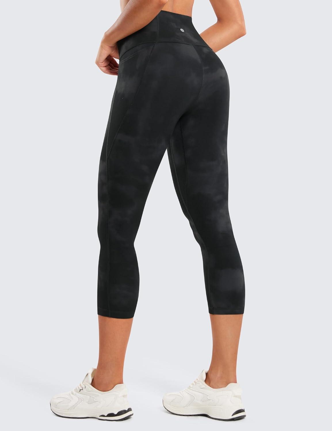 imageCRZ YOGA Butterluxe Workout Capri Leggings Pockets 21quot High Waisted Gym Athletic Womens Crop YogaBlack Tie Dye Flowers